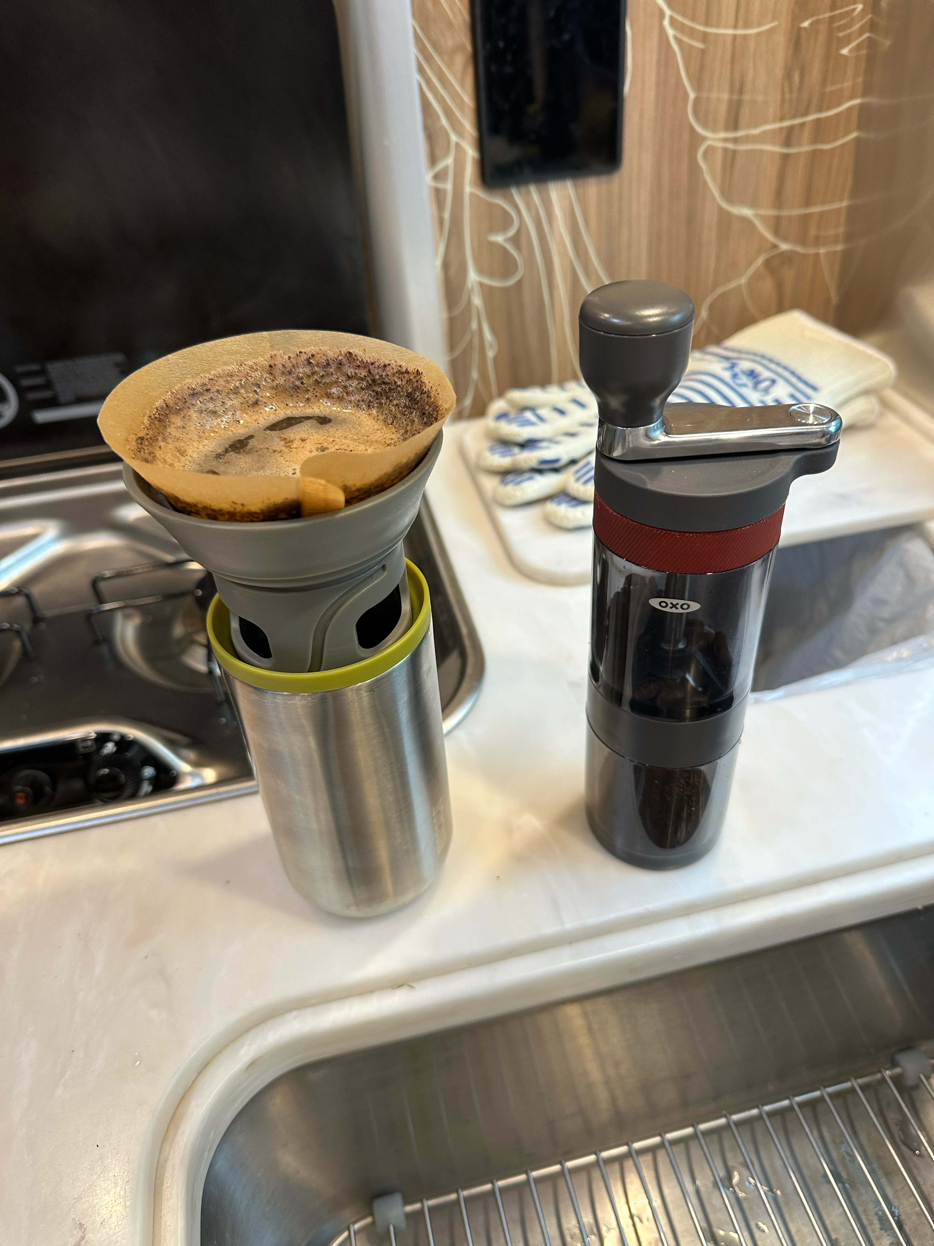 Morning pour-over coffee - with my new Oxo grinder