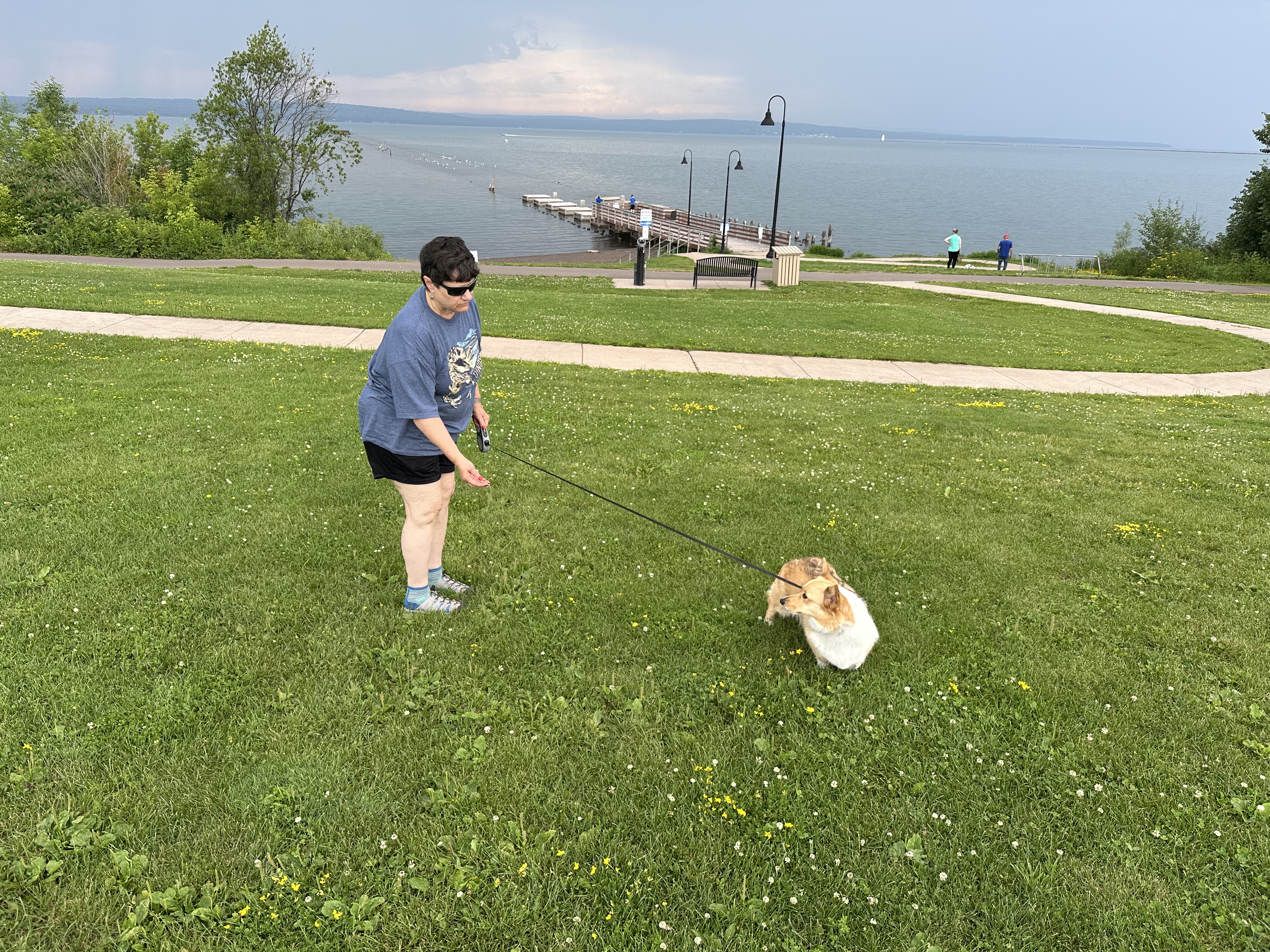 Aurora and Noel enjoying a short walk during a break in Wisconsin 