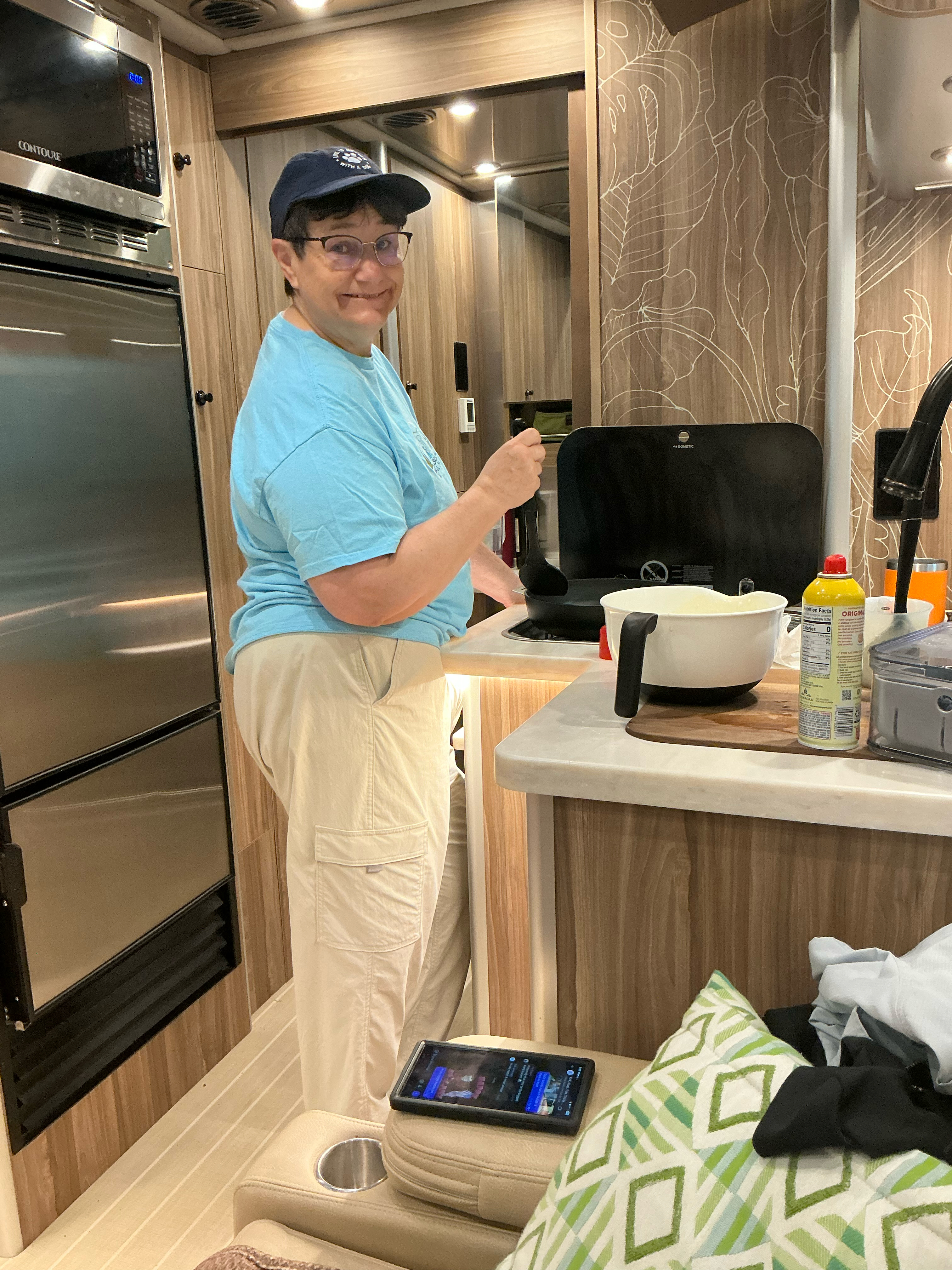 Noel was a cooking fiend in the Airstream