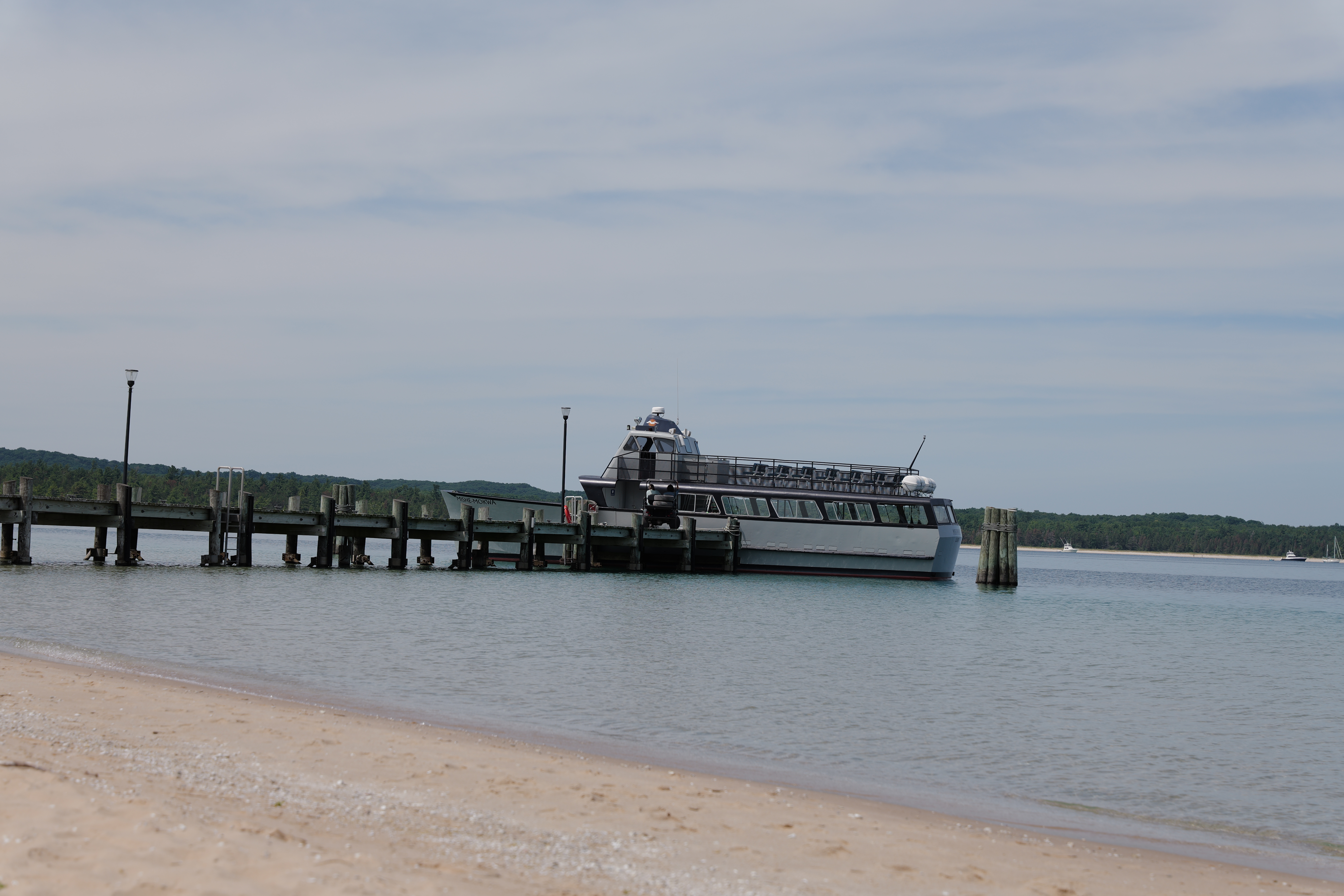 The ferry docked at South Manitou Island awaiting the returning passengers 