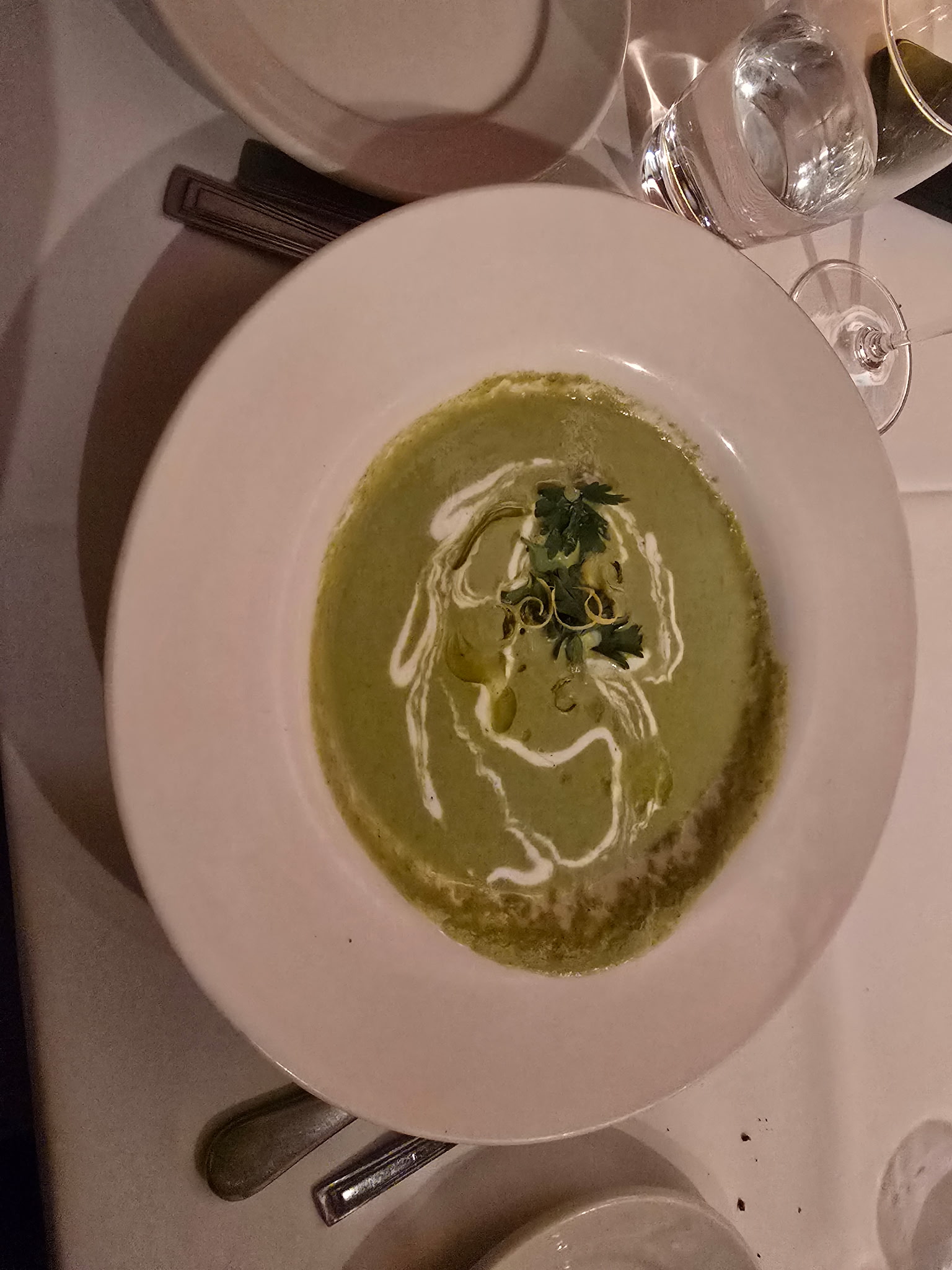 The asparagus soup was exceptional 