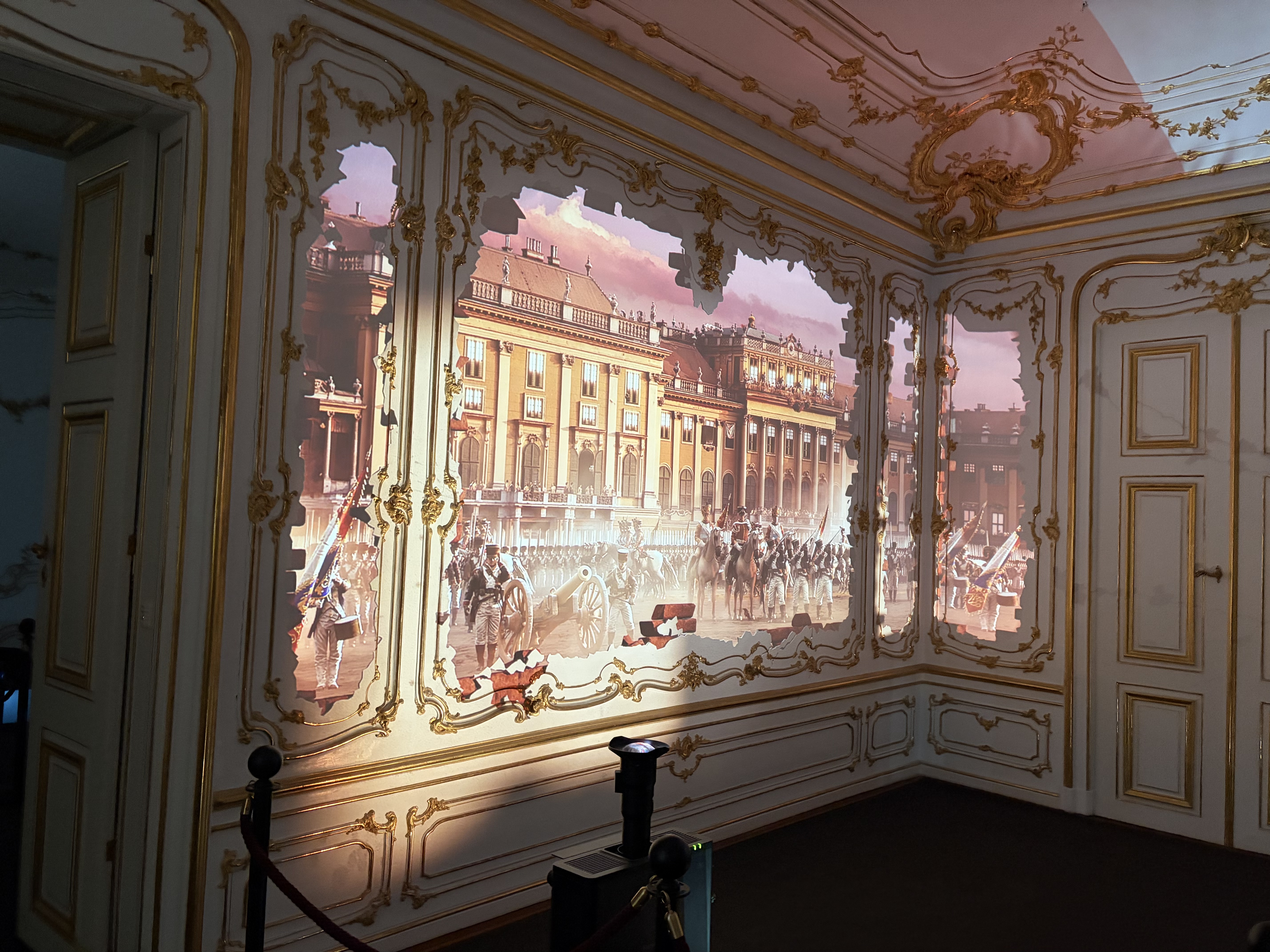 The use of projectors to change the wall displays was spectacular!  Here was a visual description of the time Napoleon occupied Vienna. 