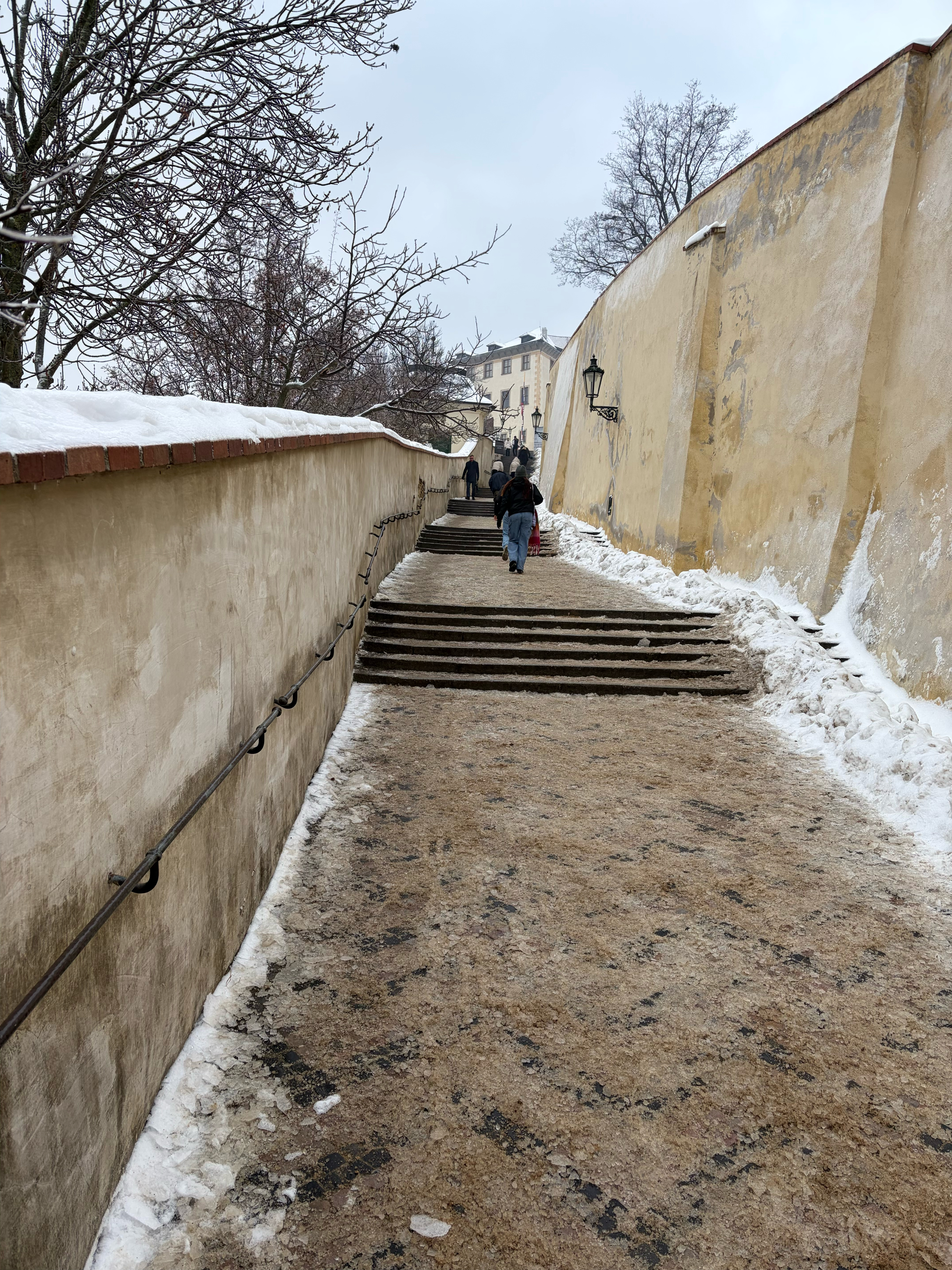 The walk up to the castle was icy and slippery 