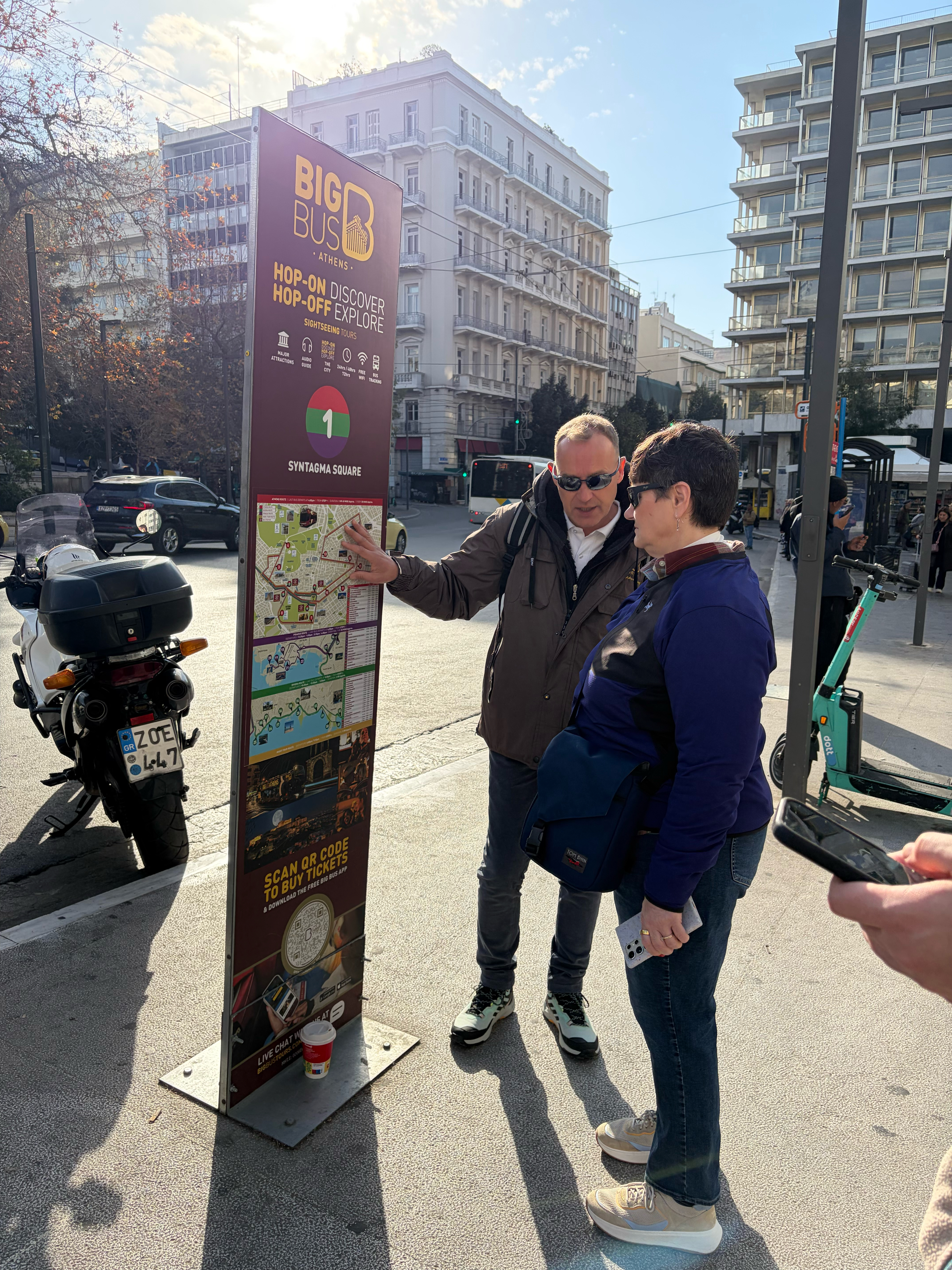 Noel getting her questions answered by one of the On and Off Bus employees. 