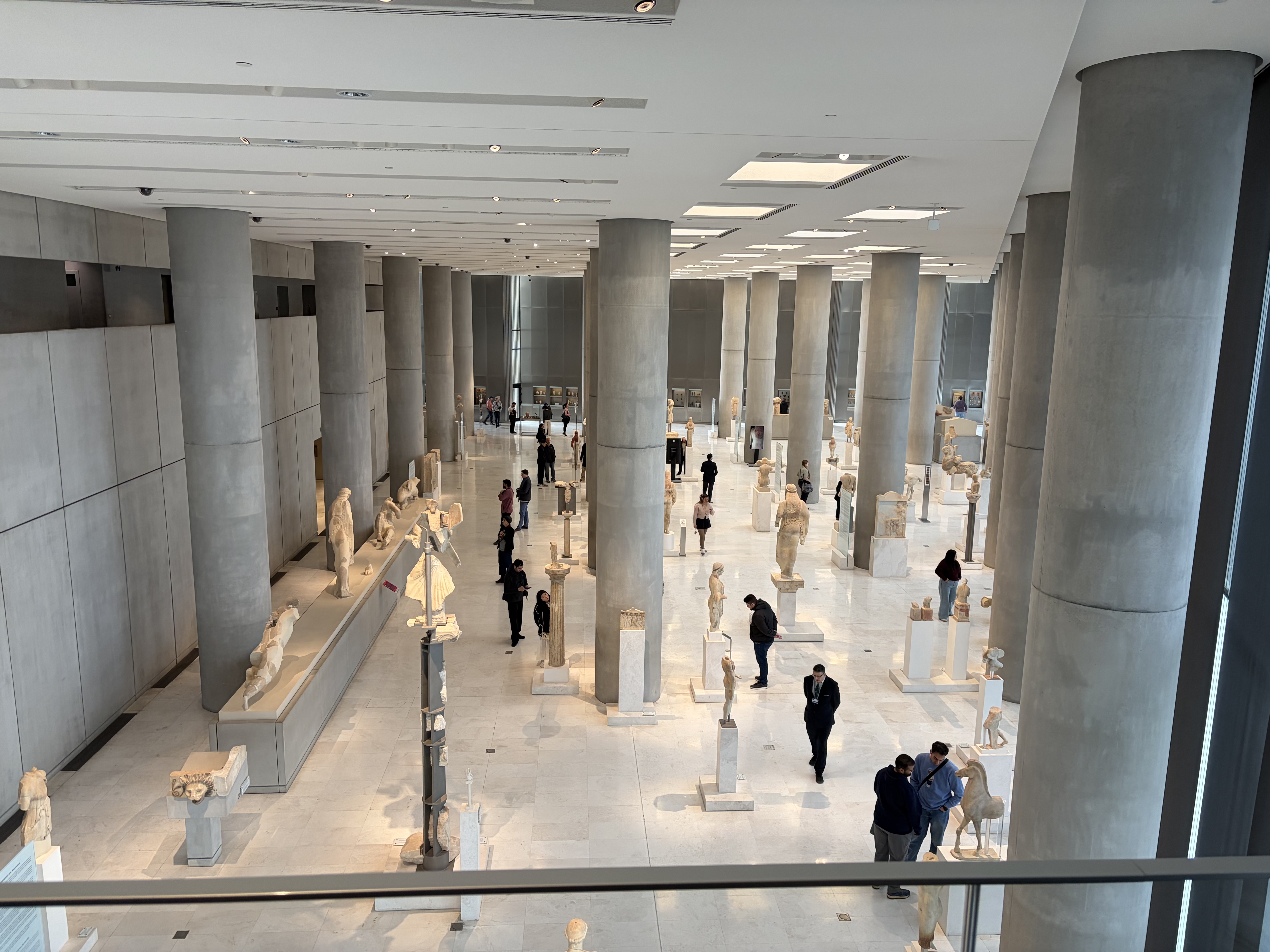 Second floor viewpoint highlighting many of the statues and figurines unearthed at the Acropolis