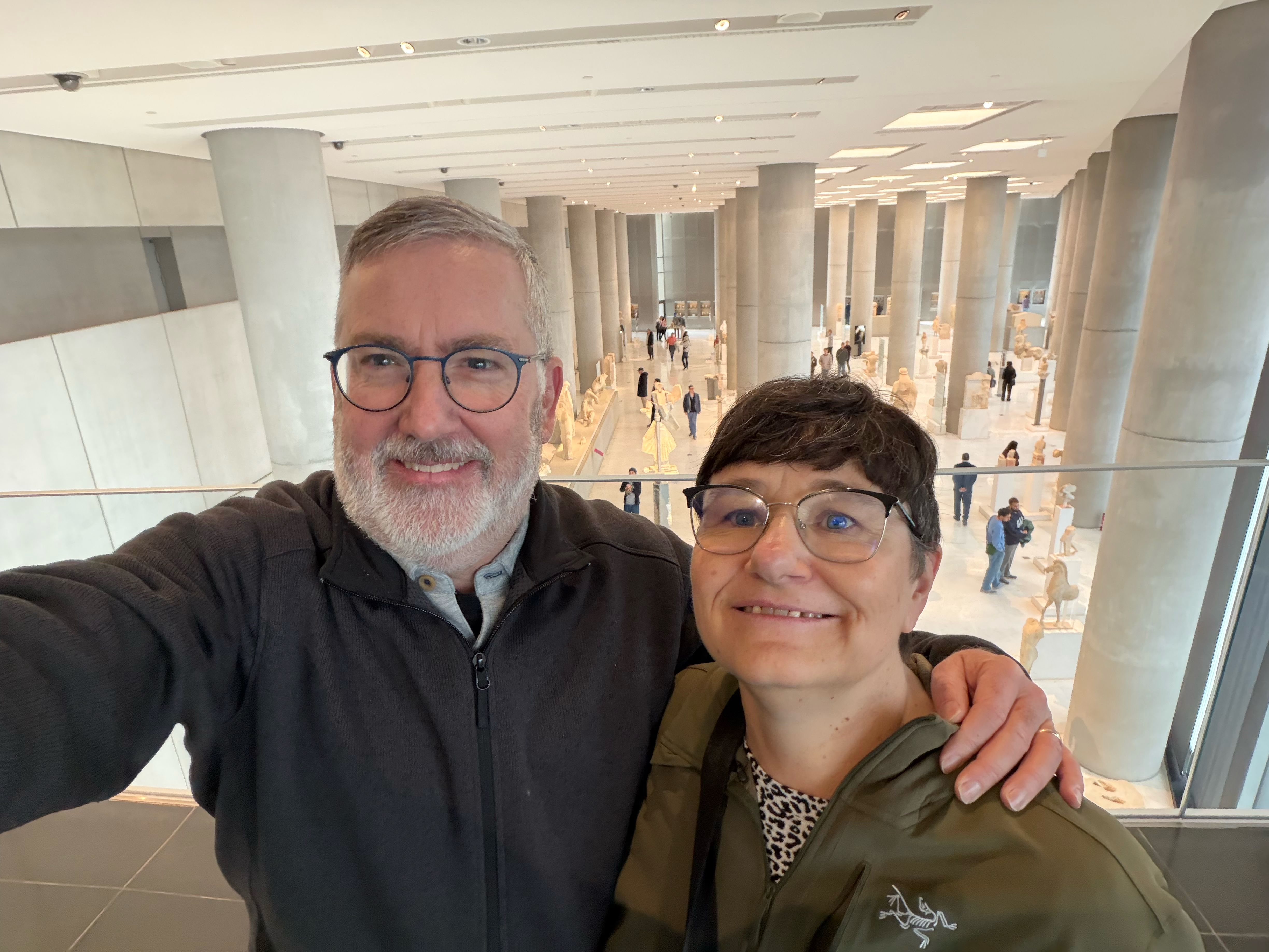 A quick selfie of us on the 2nd floor of the Acropolis Museum