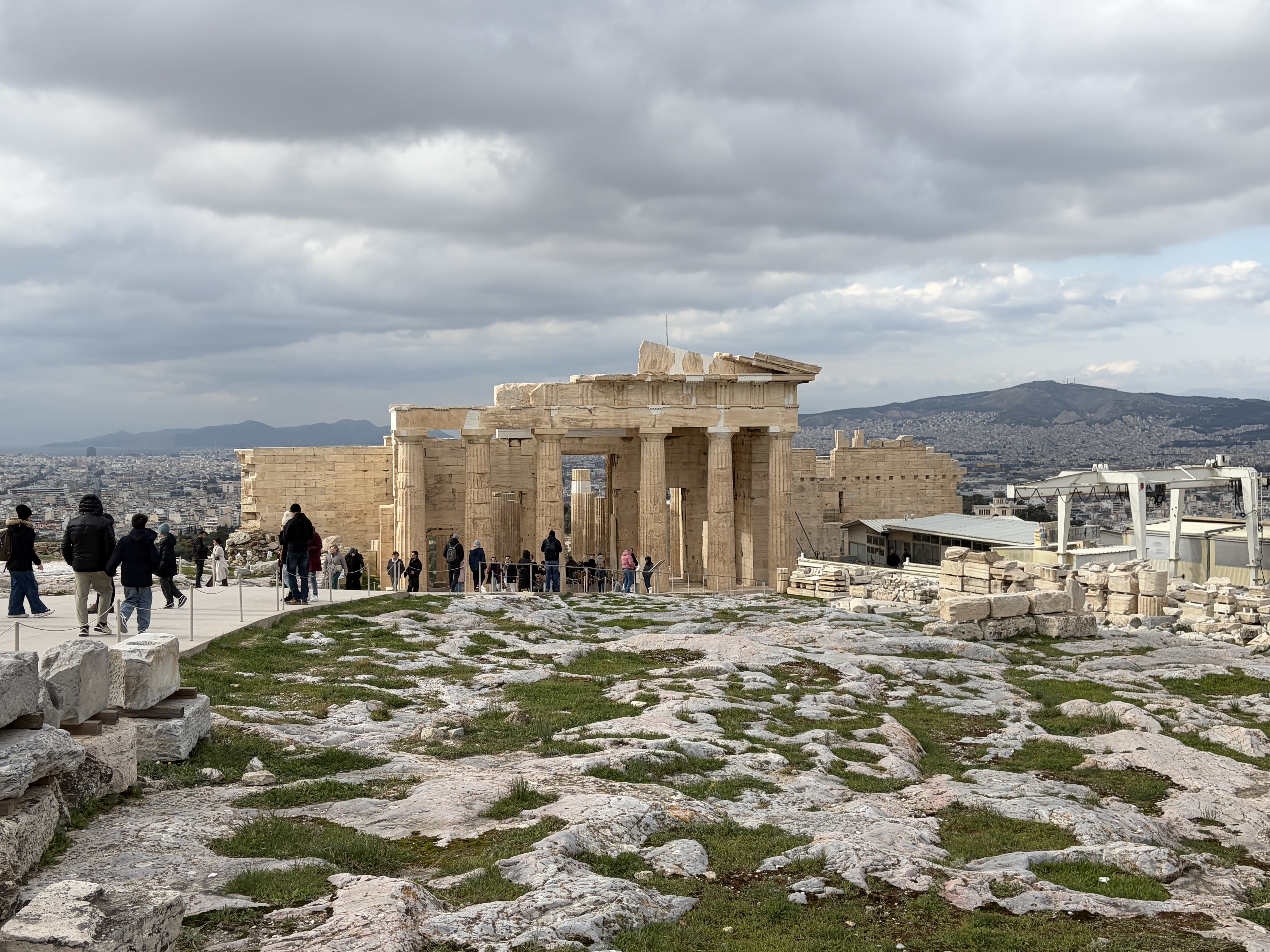 The view of the Propylaea from the top of the Acropolis.