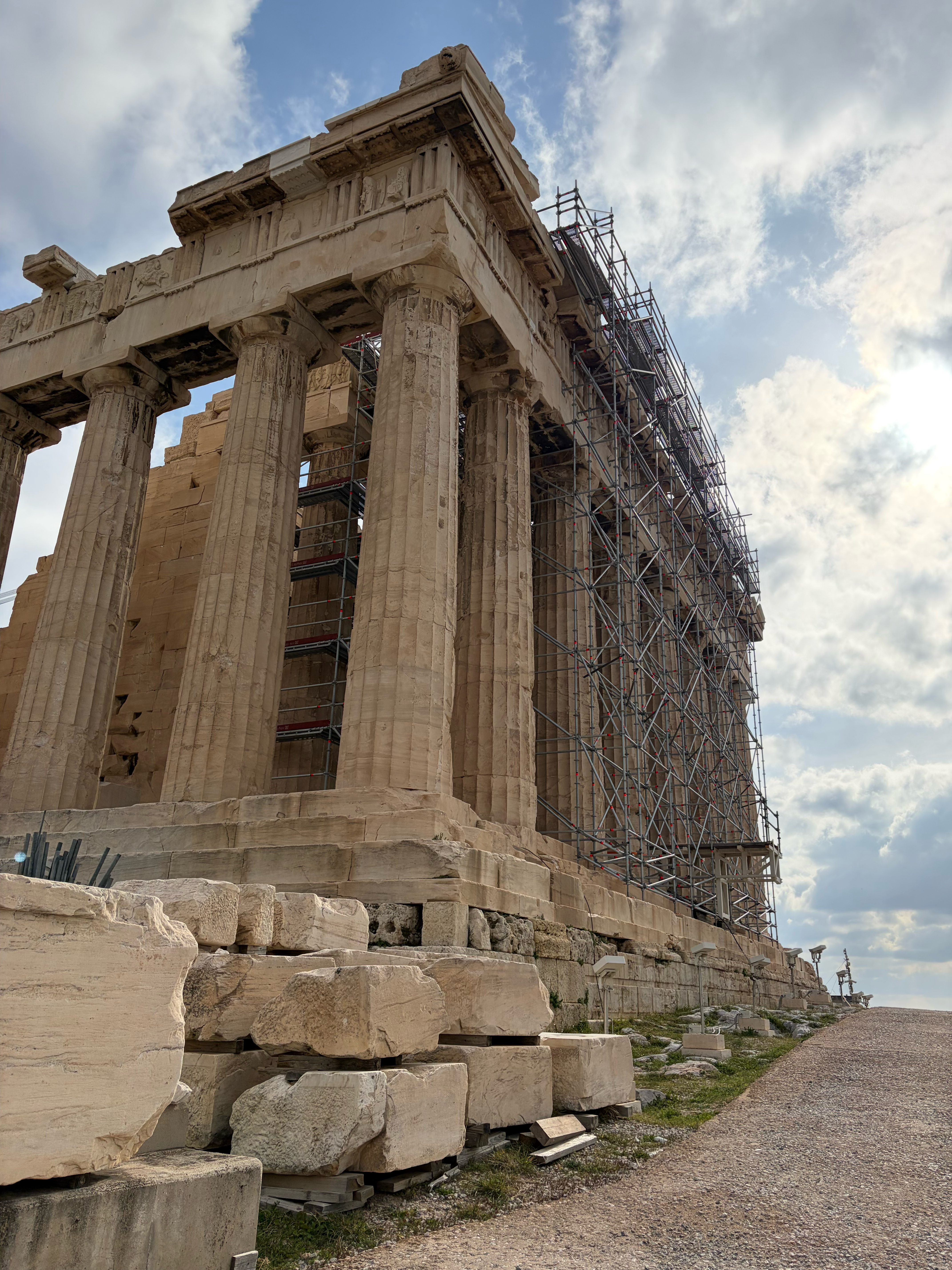 The Parthenon showing scaffolding from the current restoration work