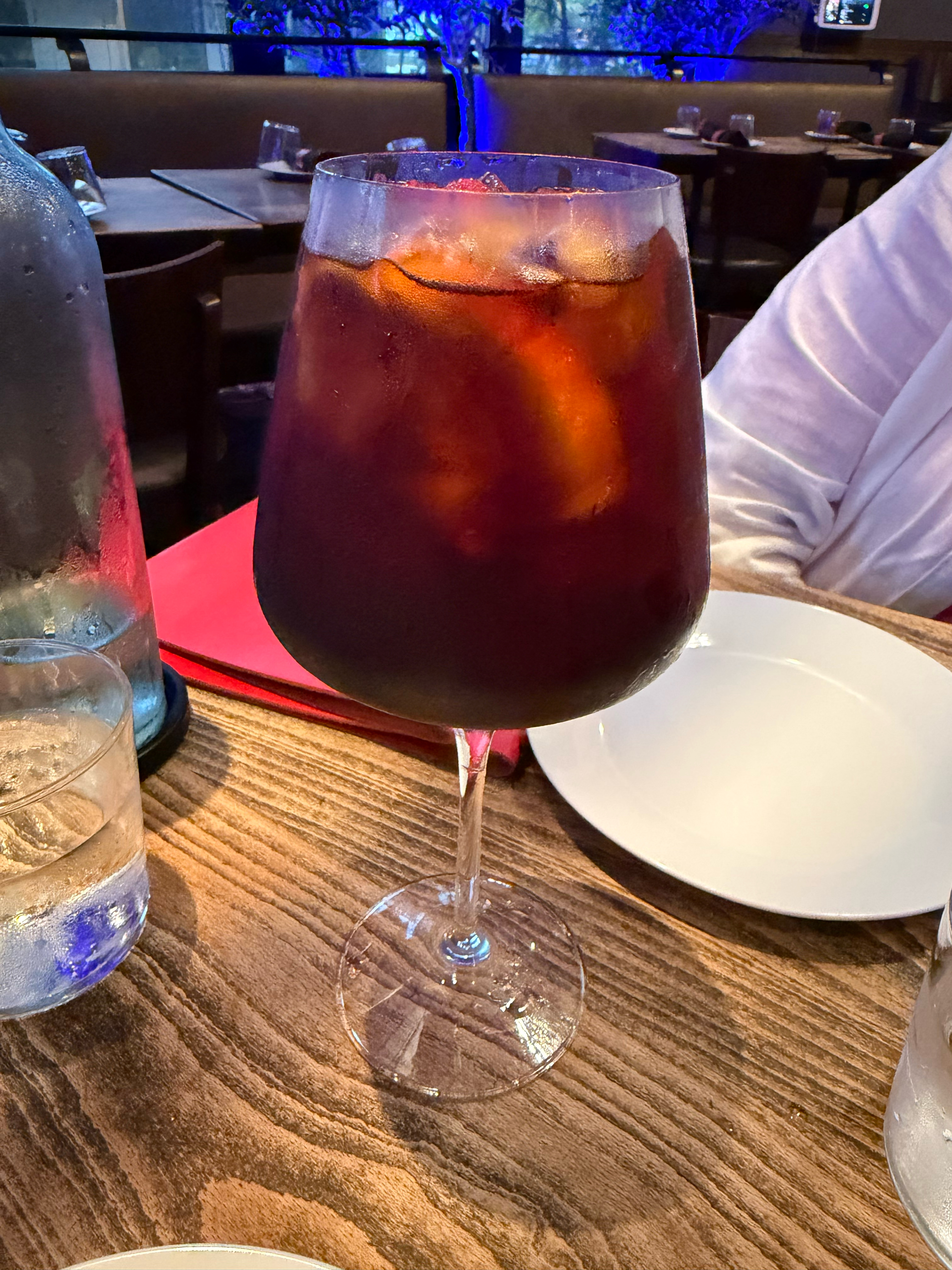 Homemade red wine sangria with fruit.