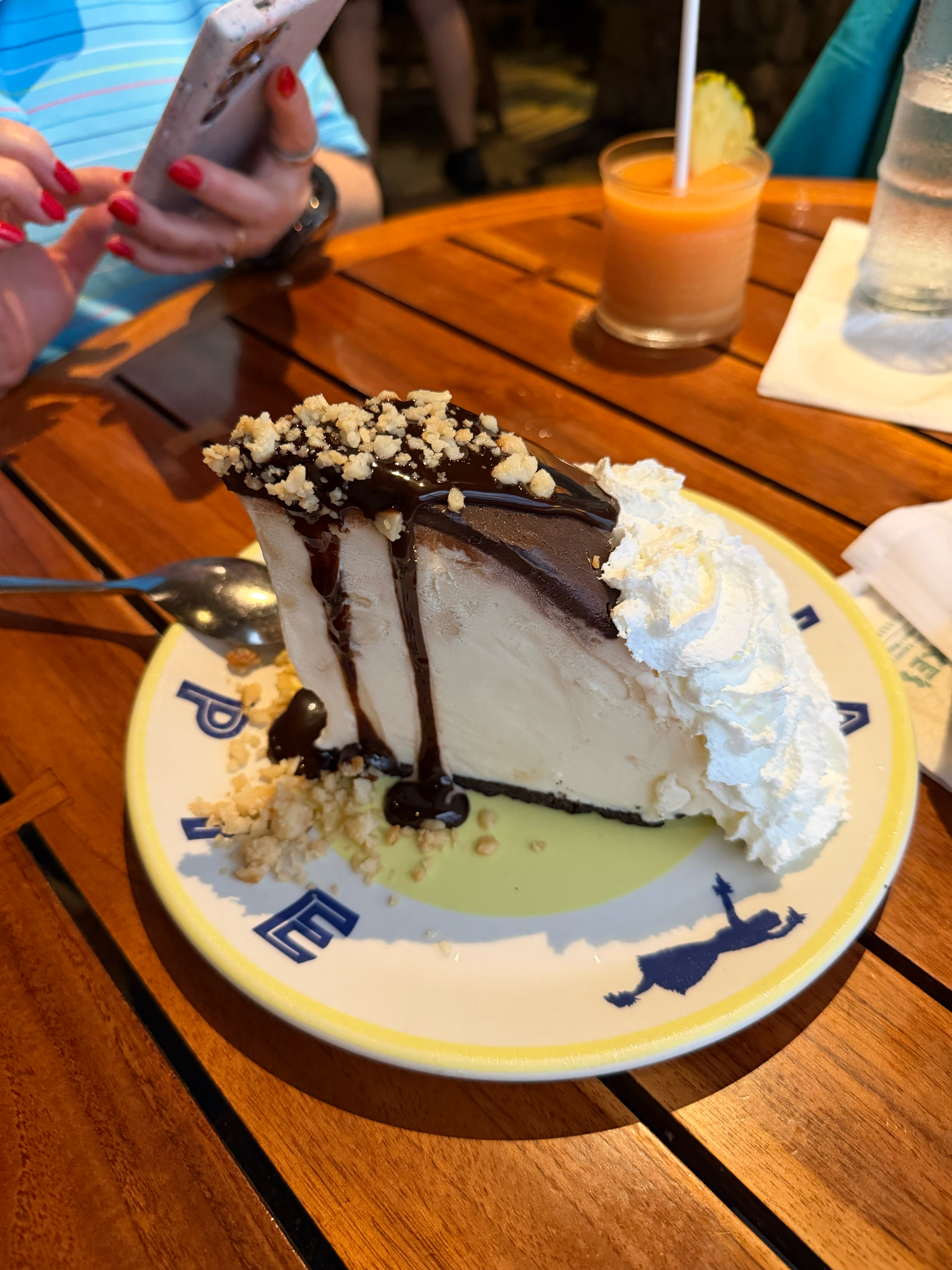 Kimo’s Original Hula Pie - chocolate cookie crust, macadamia nut ice cream, hot fudge, toasted Mac nuts, whipped cream