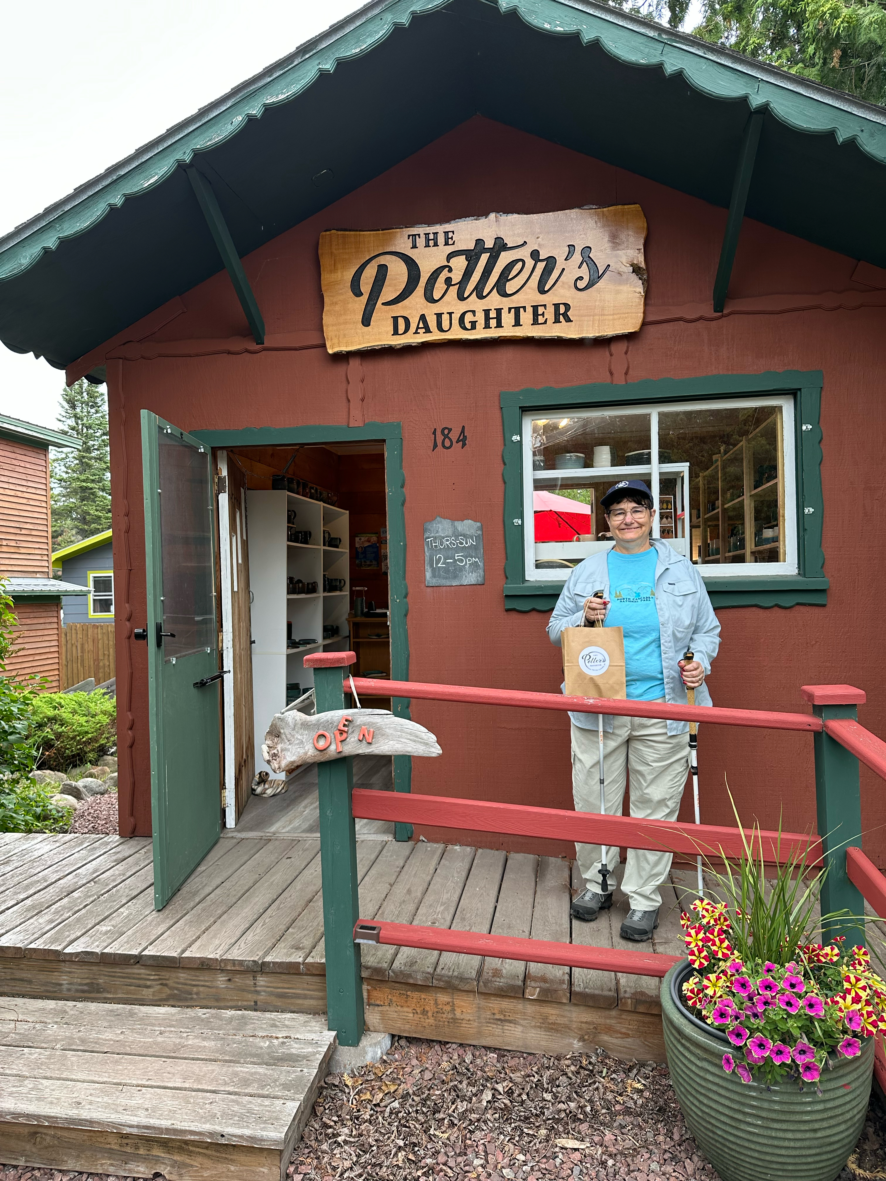 Noel enjoying a local Pottery Shop