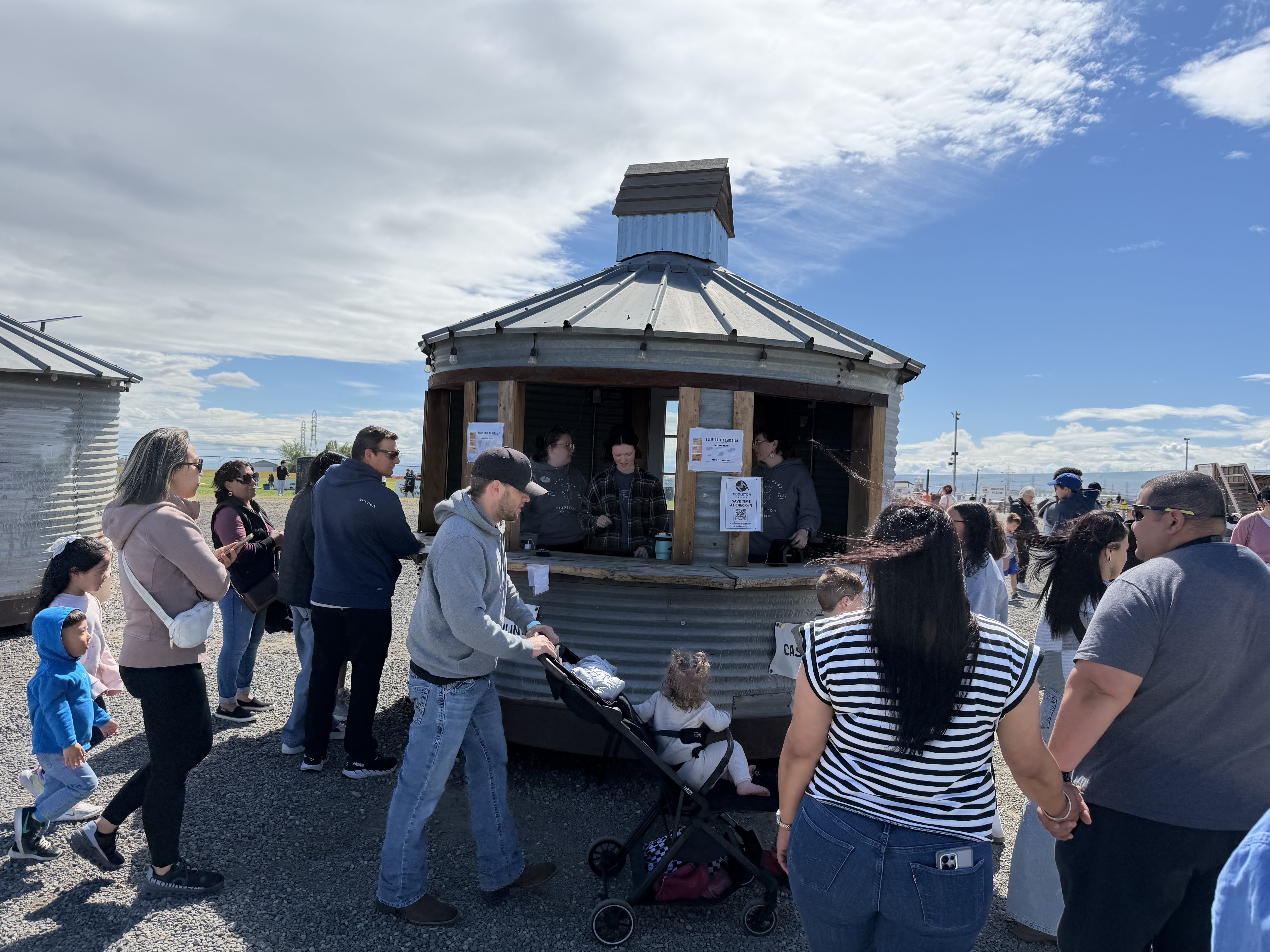 A cool looking ticket booth - with lots of us getting our tickets for the Tulip Festival