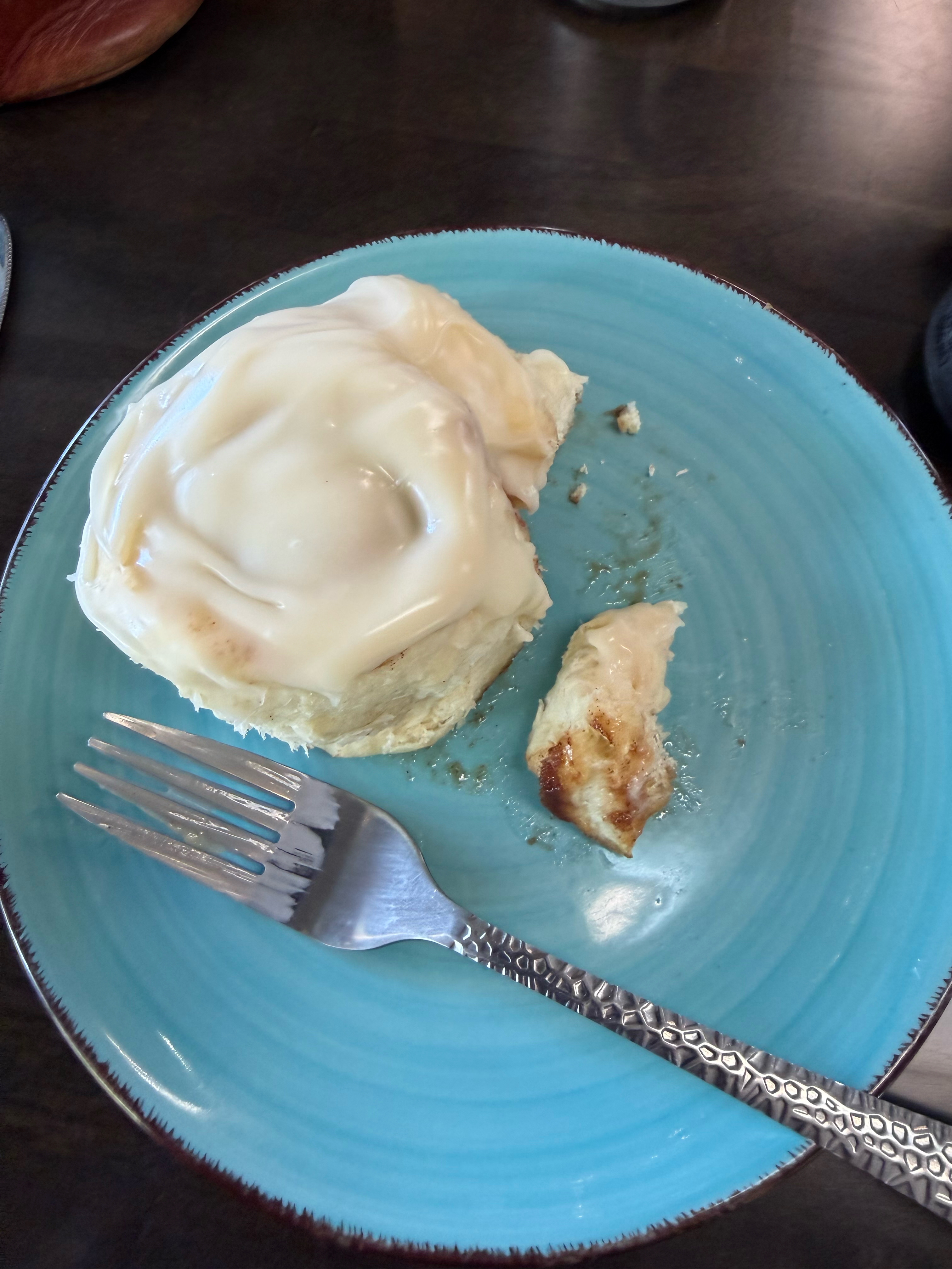 The “small” cinnamon role was really good at Great Harvest Bread Company.