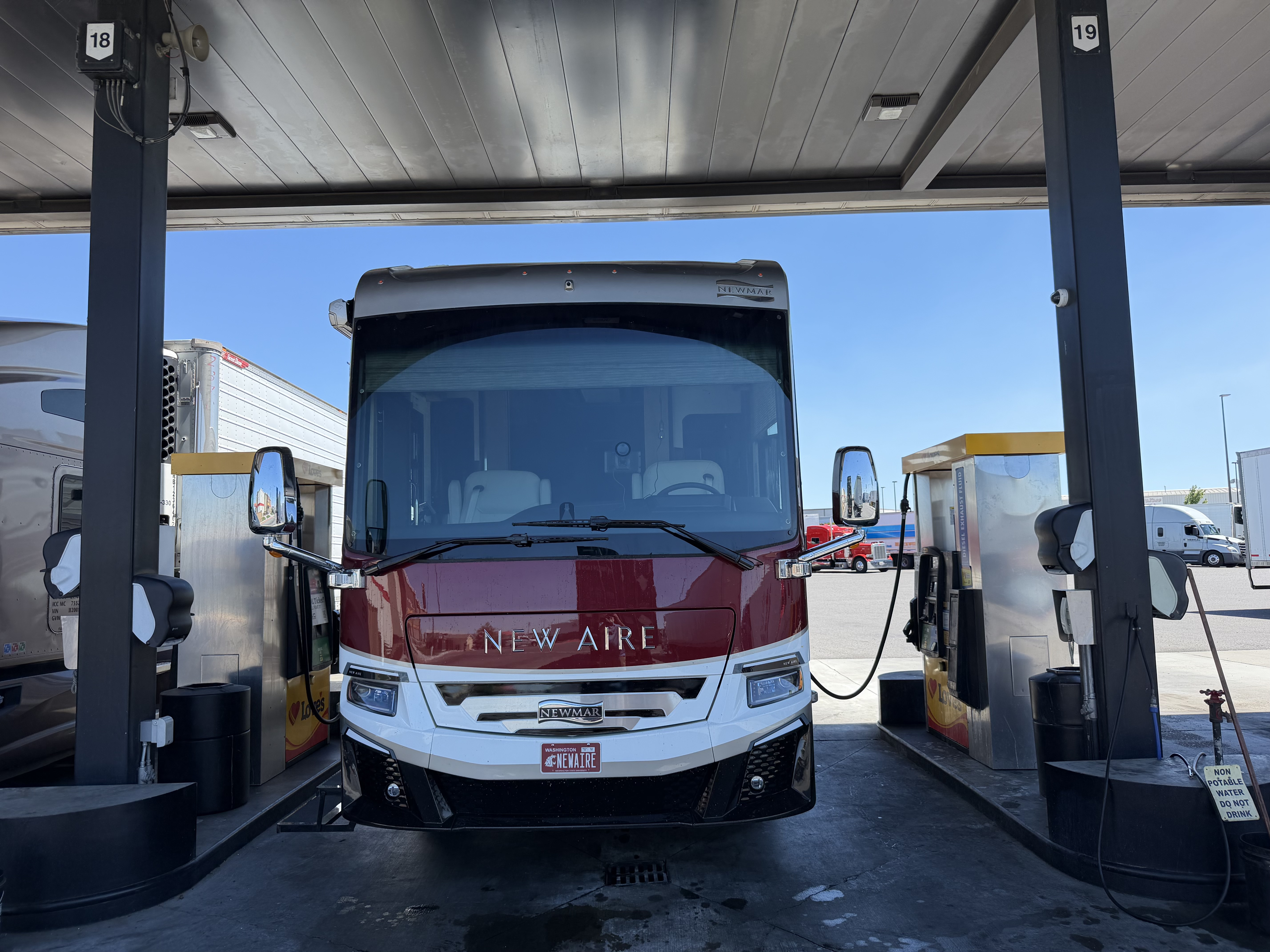 In the truck fueling lane at Love’s Truck Stop