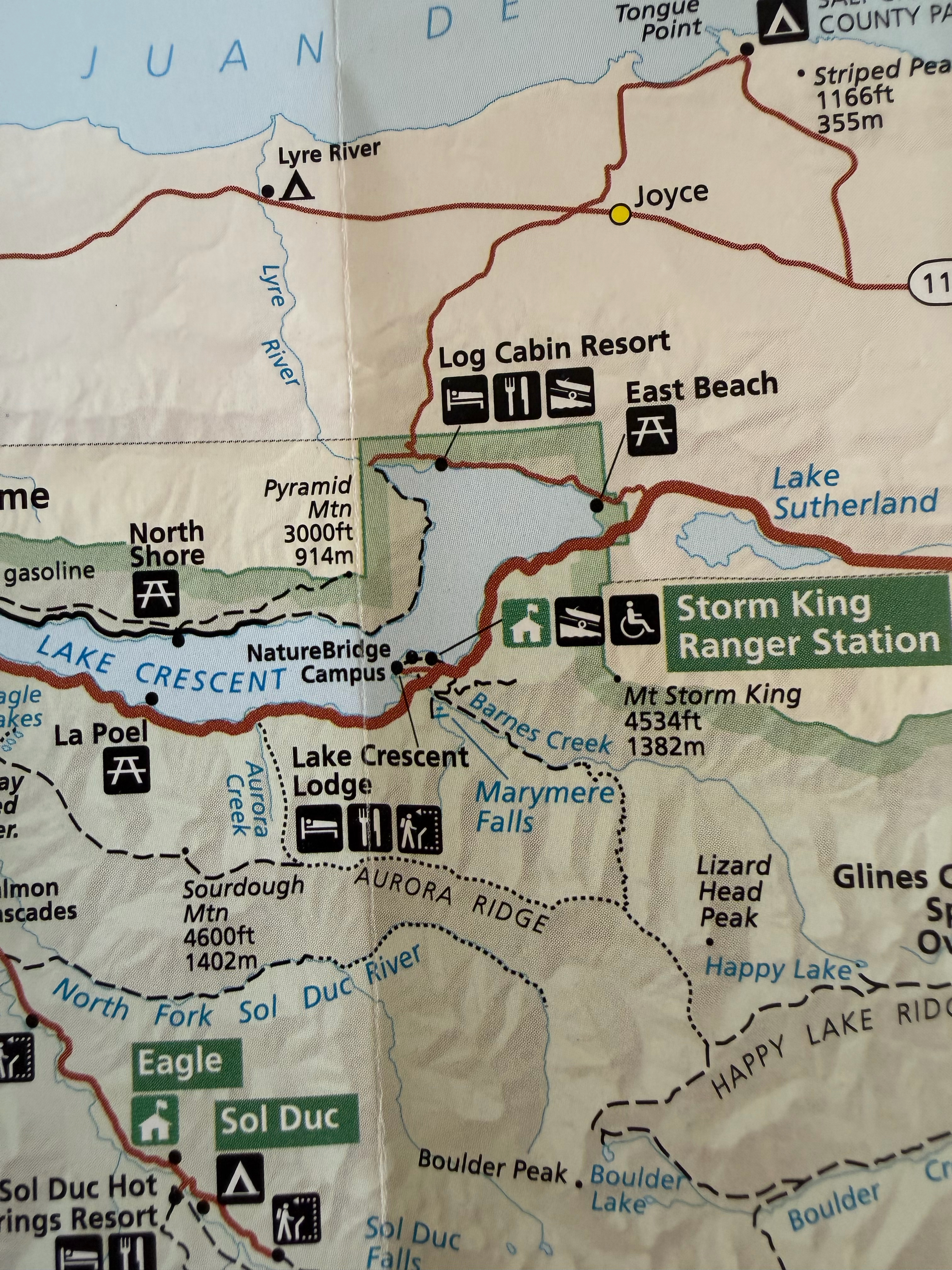 Start at the Storm King Ranger Station to take the 1 mile hike to Marymere Falls
