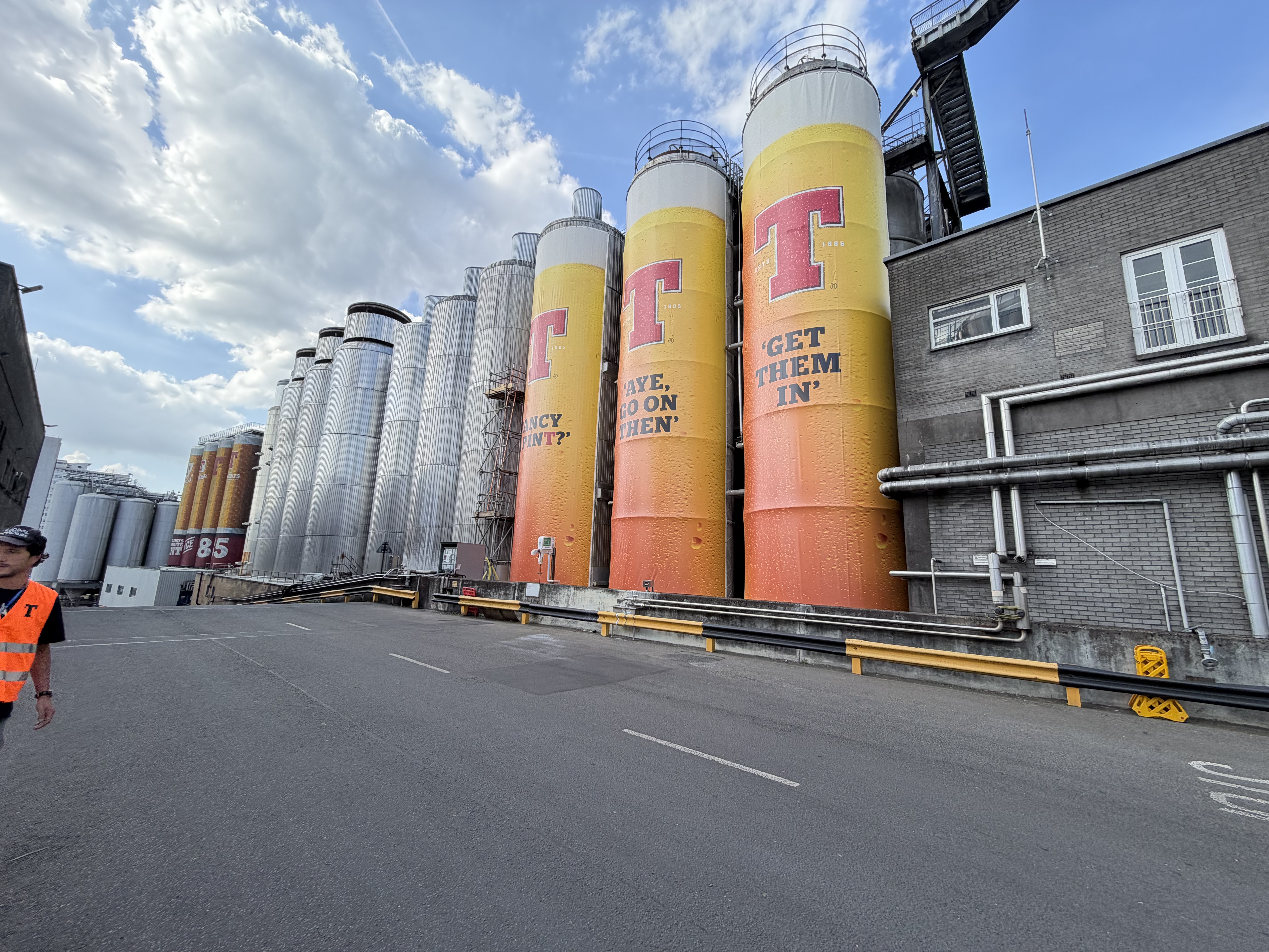 The final stages of beer production occur in these sets of tanks for fermentation and filtering before going to bottling and canning.  