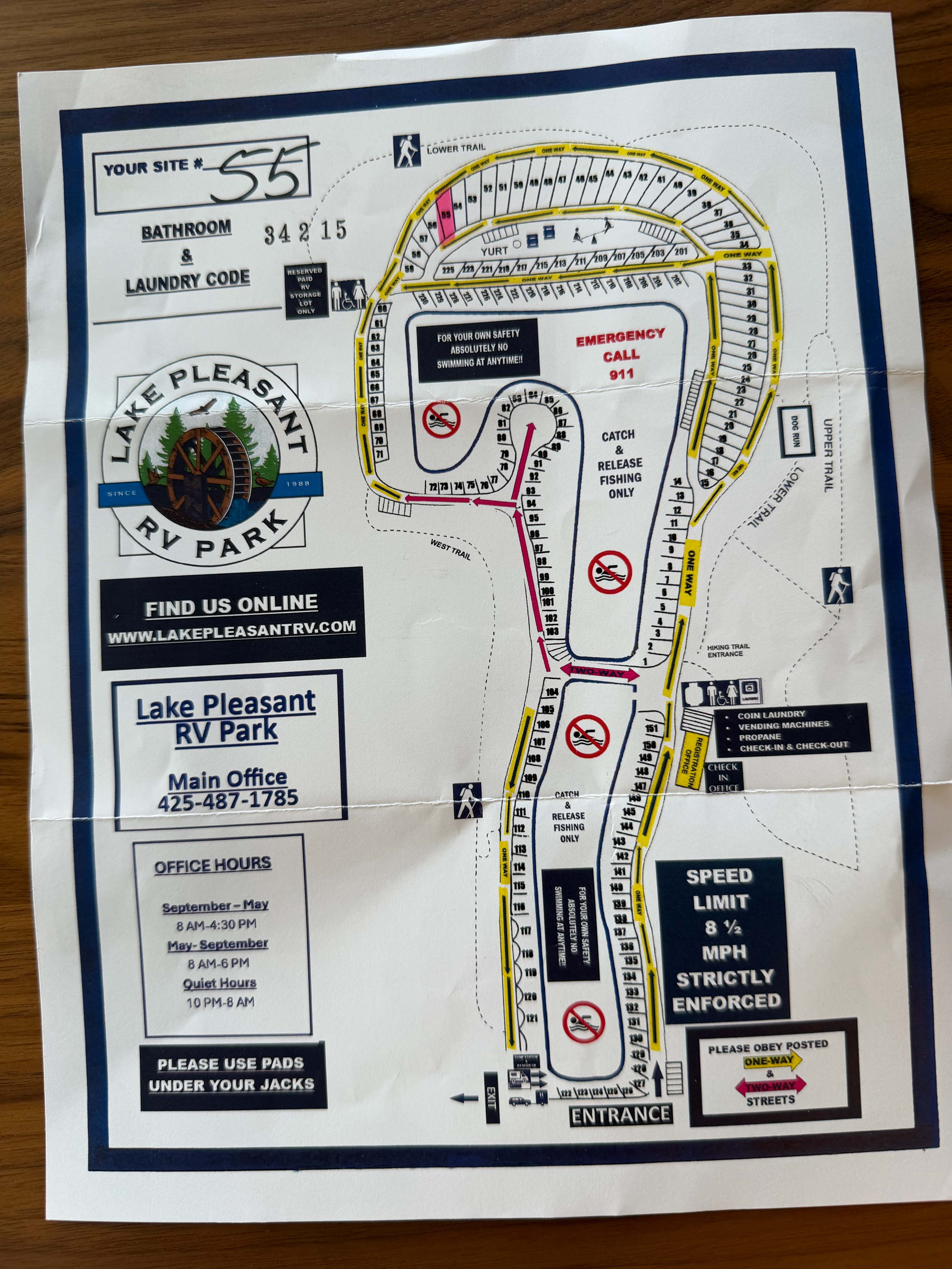 Our site was clearly marked along with the preferred way to get there taking into account the one-way roads