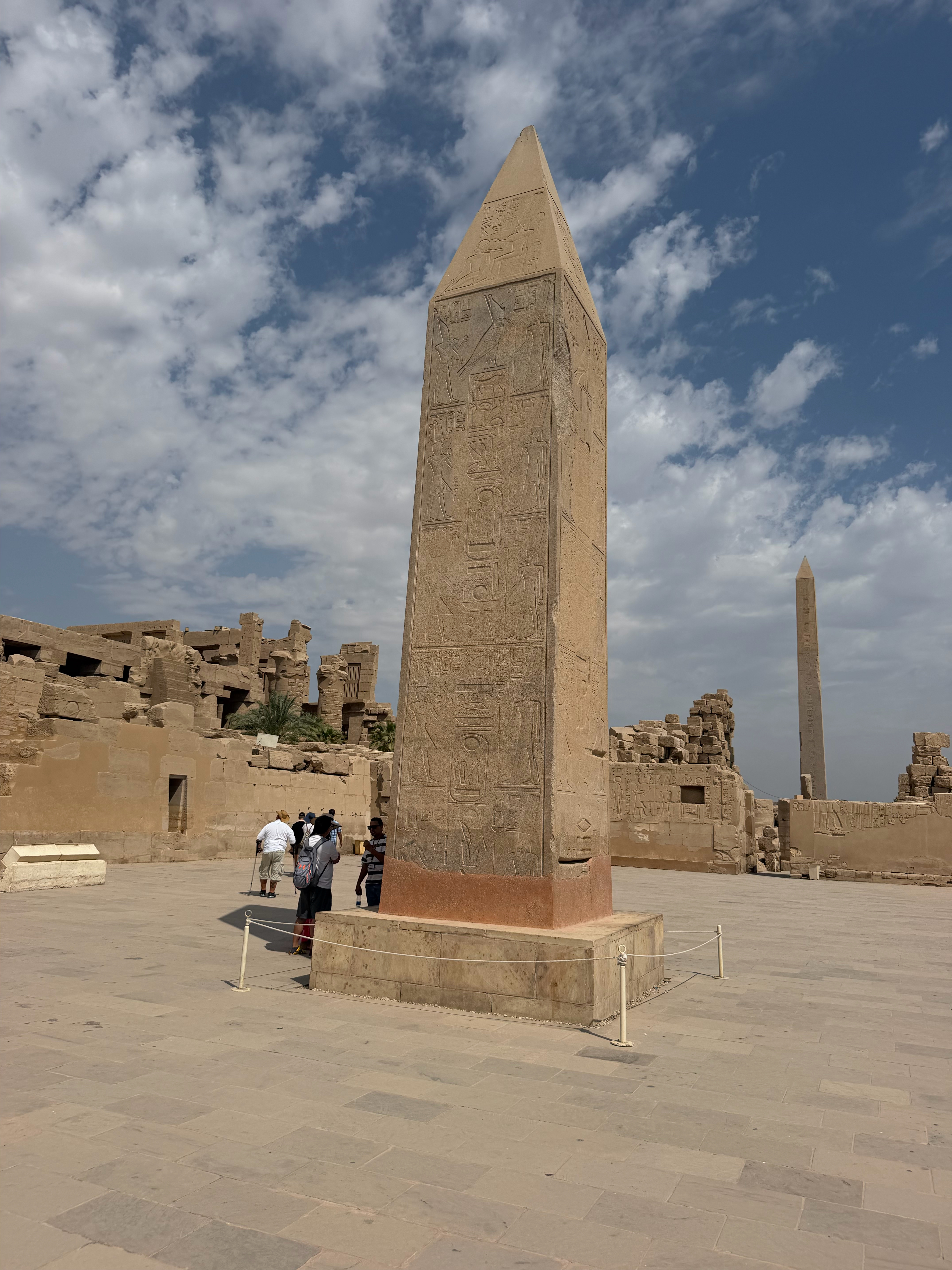 One of the obelisks of Hapshepsut had fallen and broken due to an earthquake.  The top part was still intact and had been erected.   It was originally much taller. 