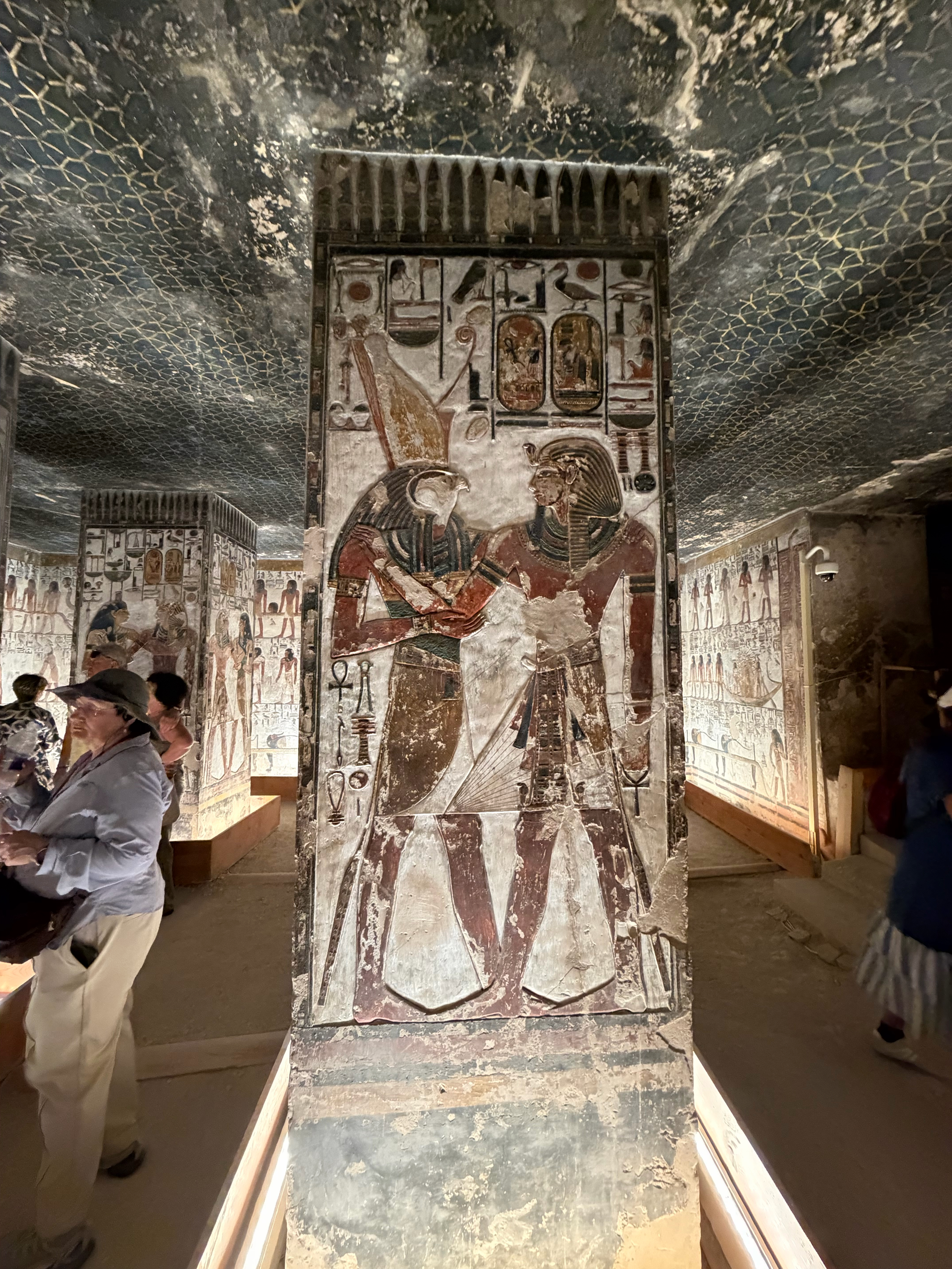 While we came to expect artwork on the walls and ceilings - the pillars in the tombs also had detailed scenes and stories.   