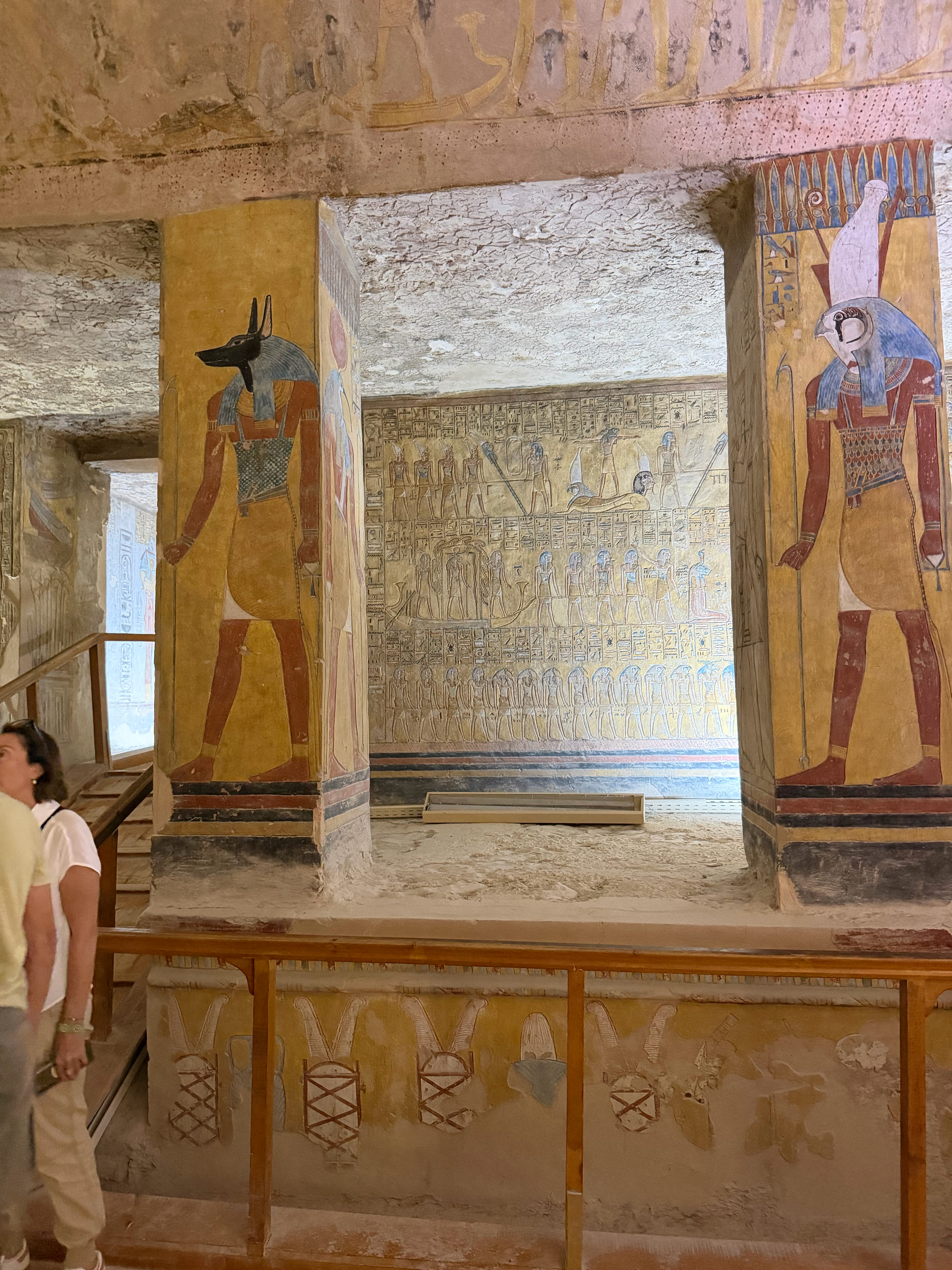 Two of the Ancient Egyptian gods were on these two pillars in the burial chamber area.