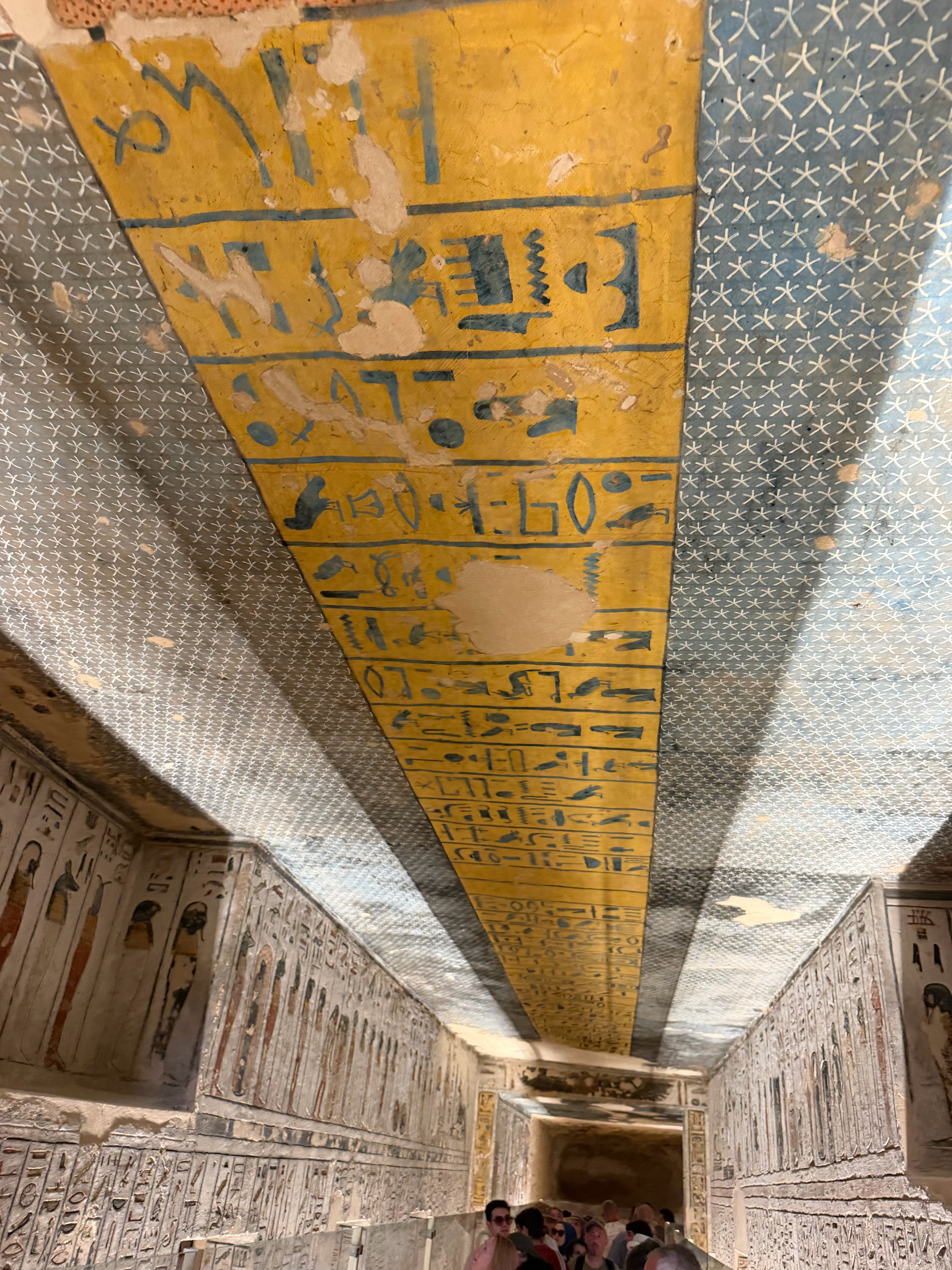 The bright yellow ceiling looked striking in the contrast to the stars in the sky.