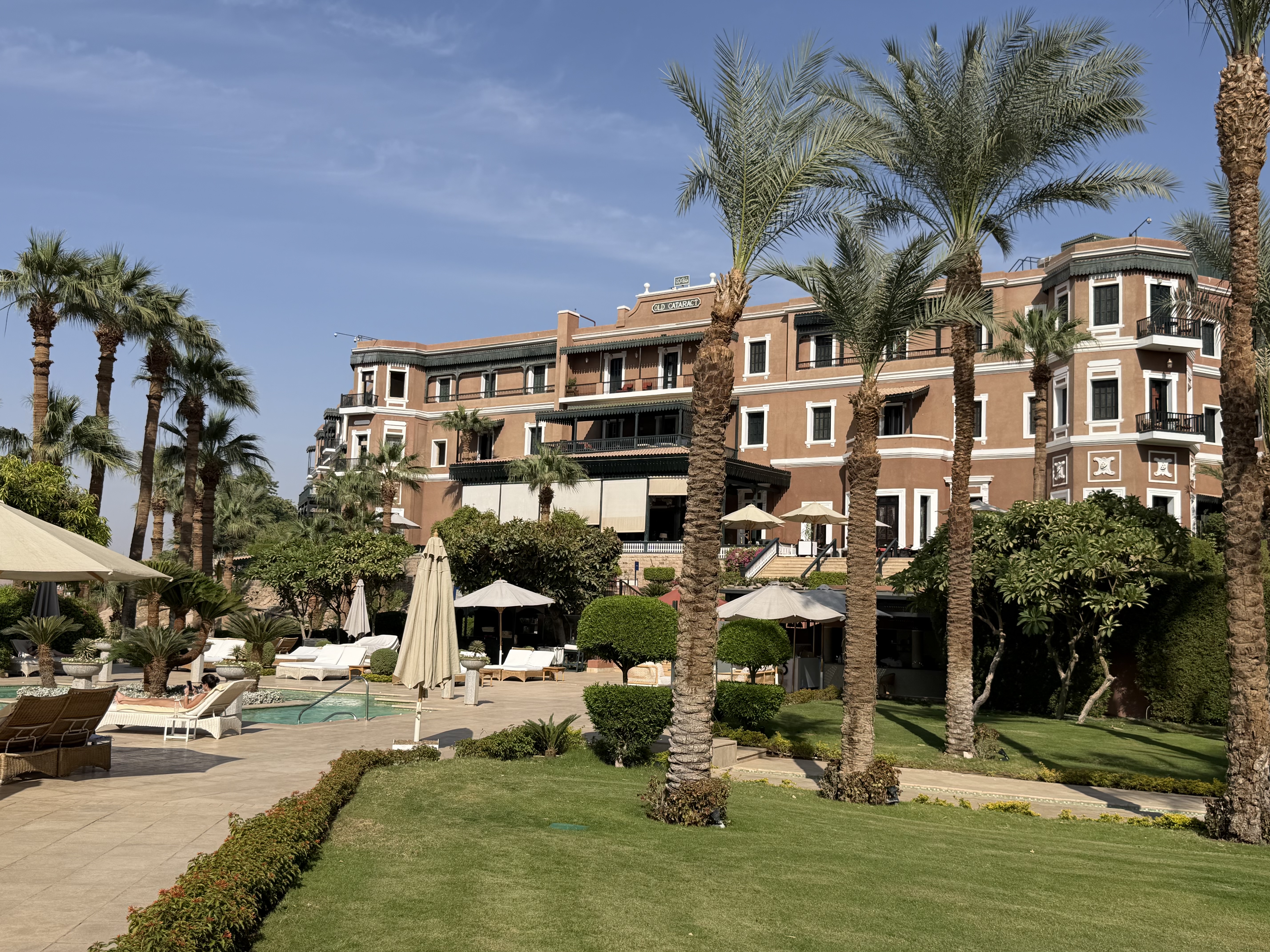 The pool and courtyard area at the Cataract Hotel. 