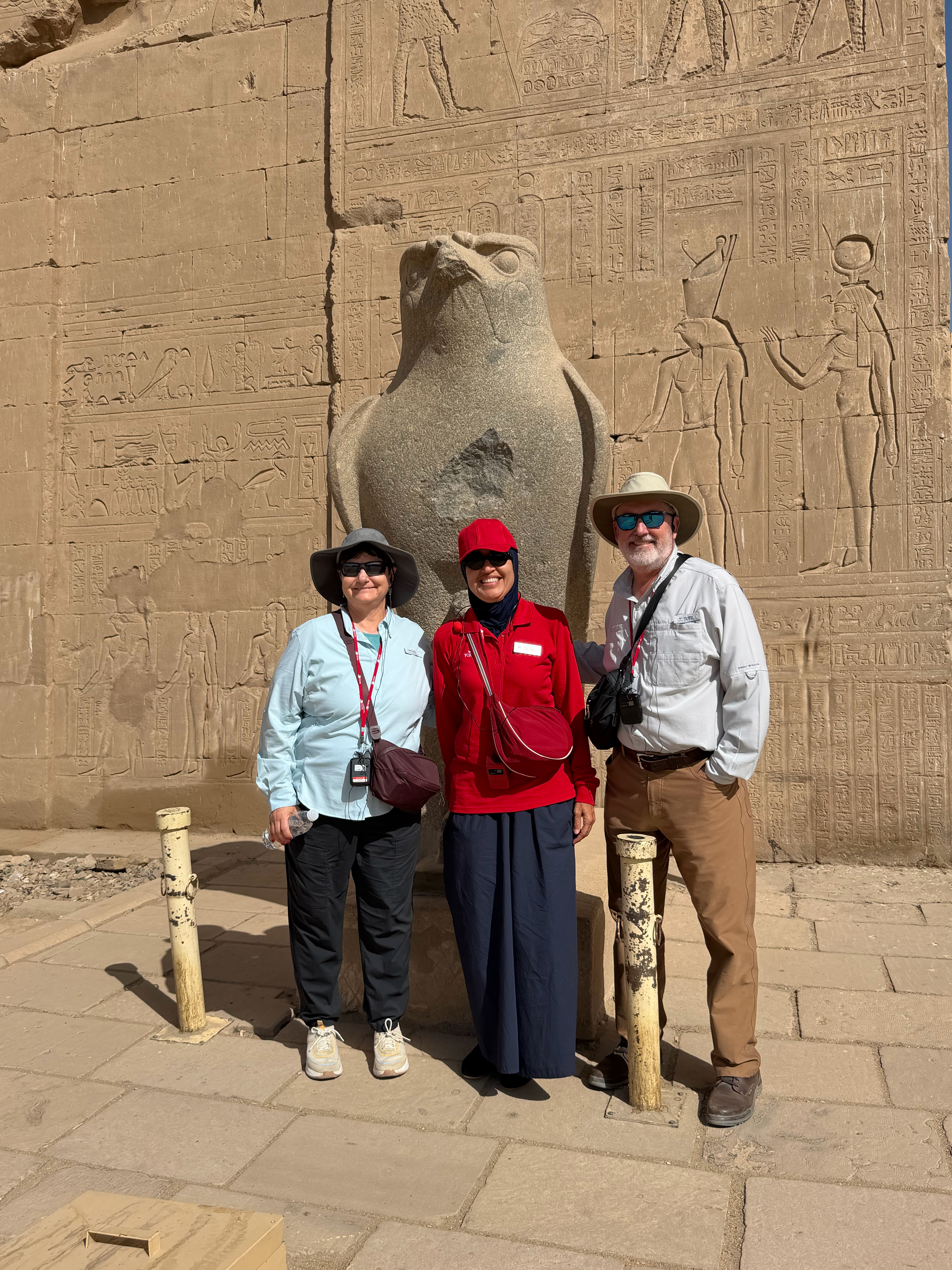 We really enjoyed our tour guide - Dr. Heba Soudi. What better place to get a picture than in front of a statue of the Egyptian God Horus.