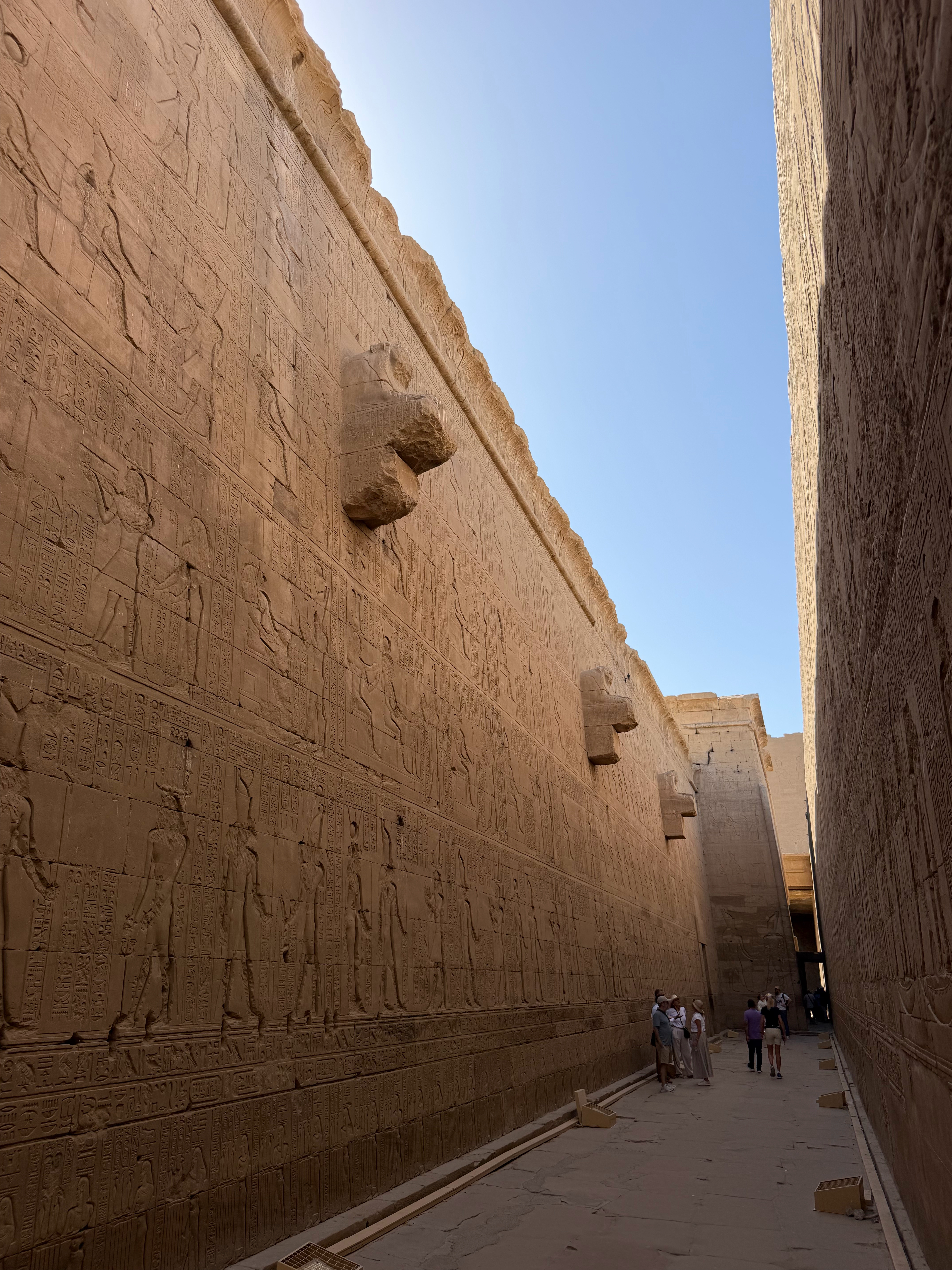 The objects on the wall are where water would come through and cascade downwards. The water was thought to have healing properties.