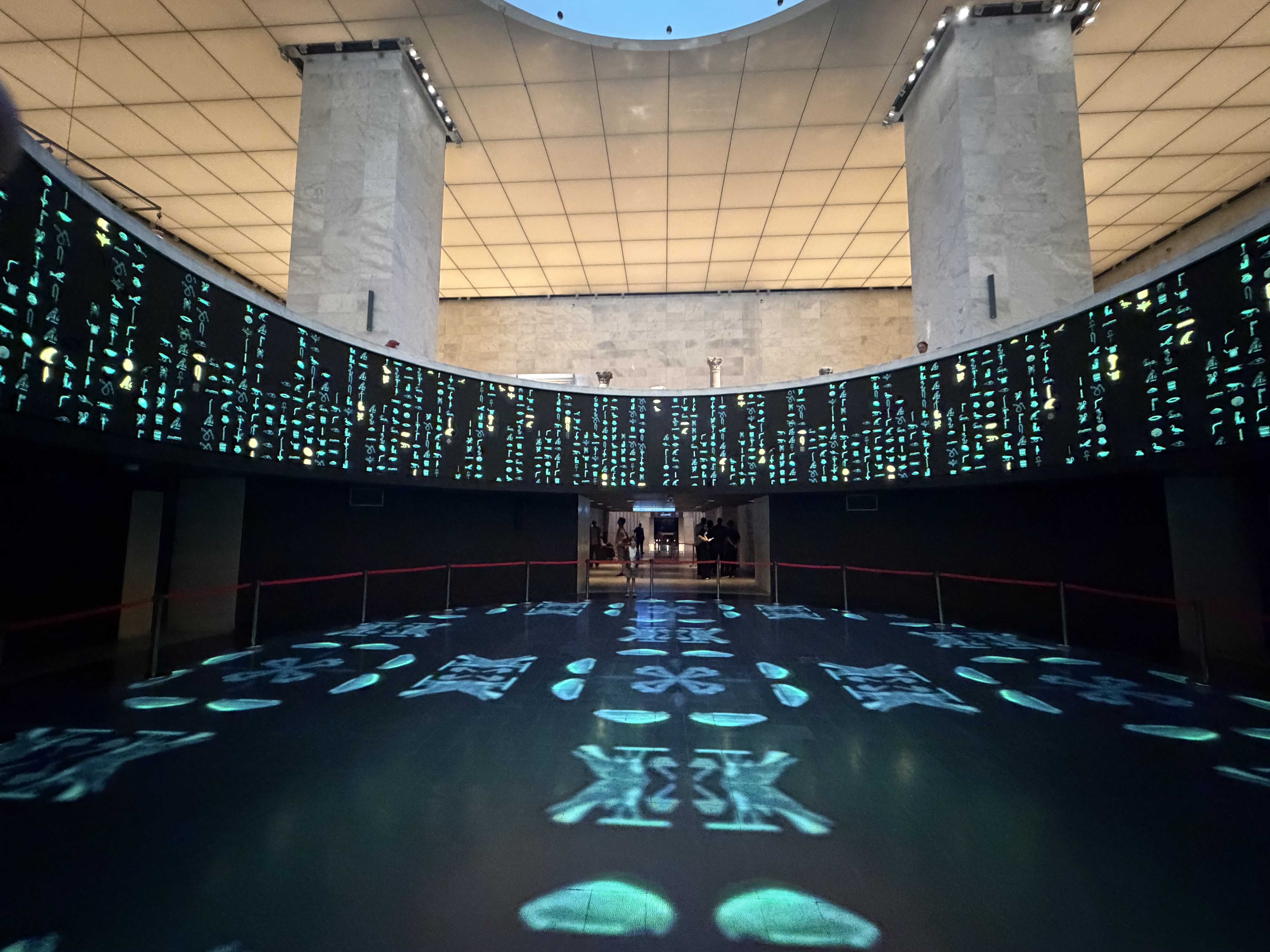 You walked through a dynamic digital display prior to entering to see the mummies.