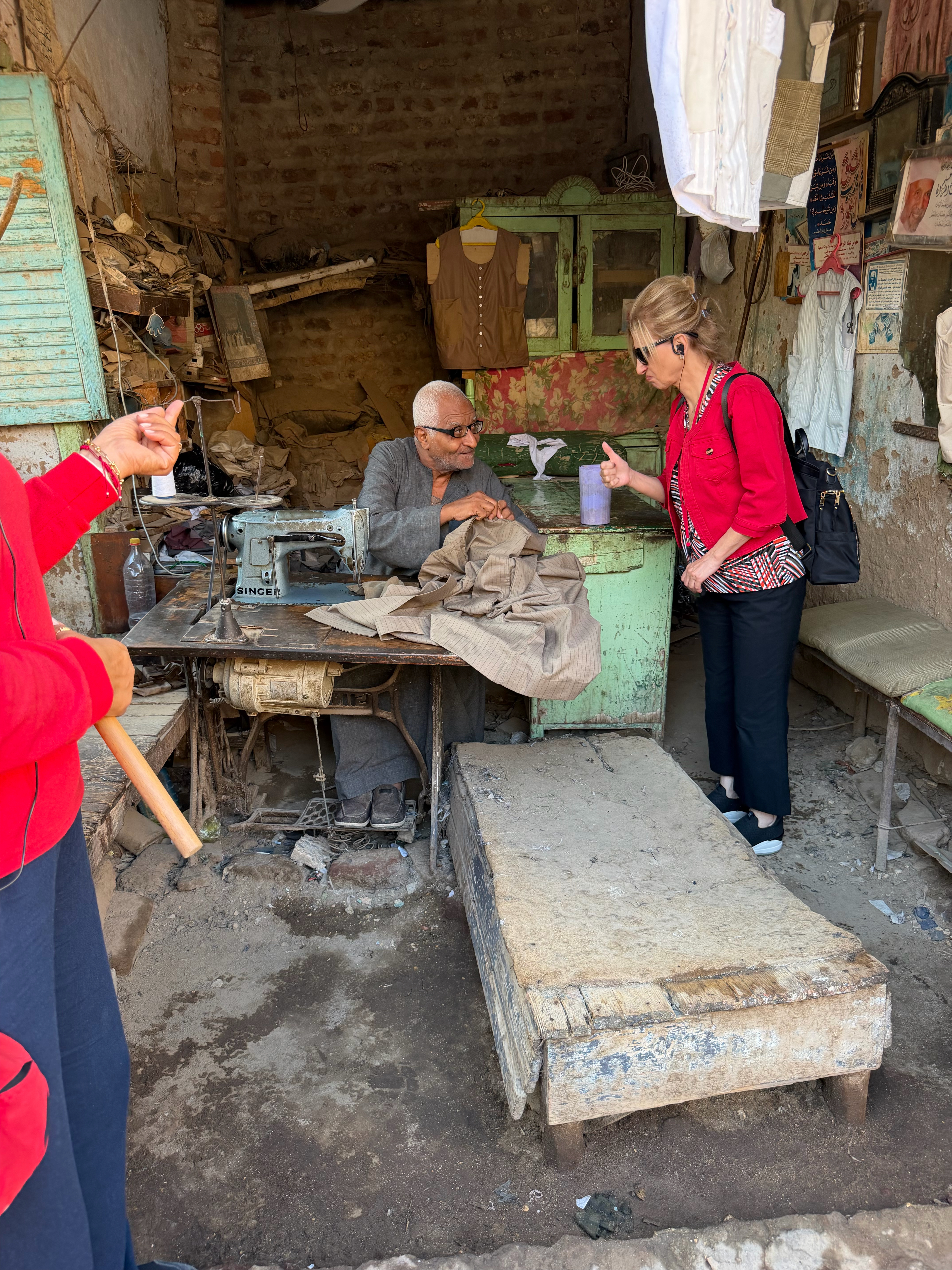 The open air tailor shop was interesting to see and to watch the tailor at work.