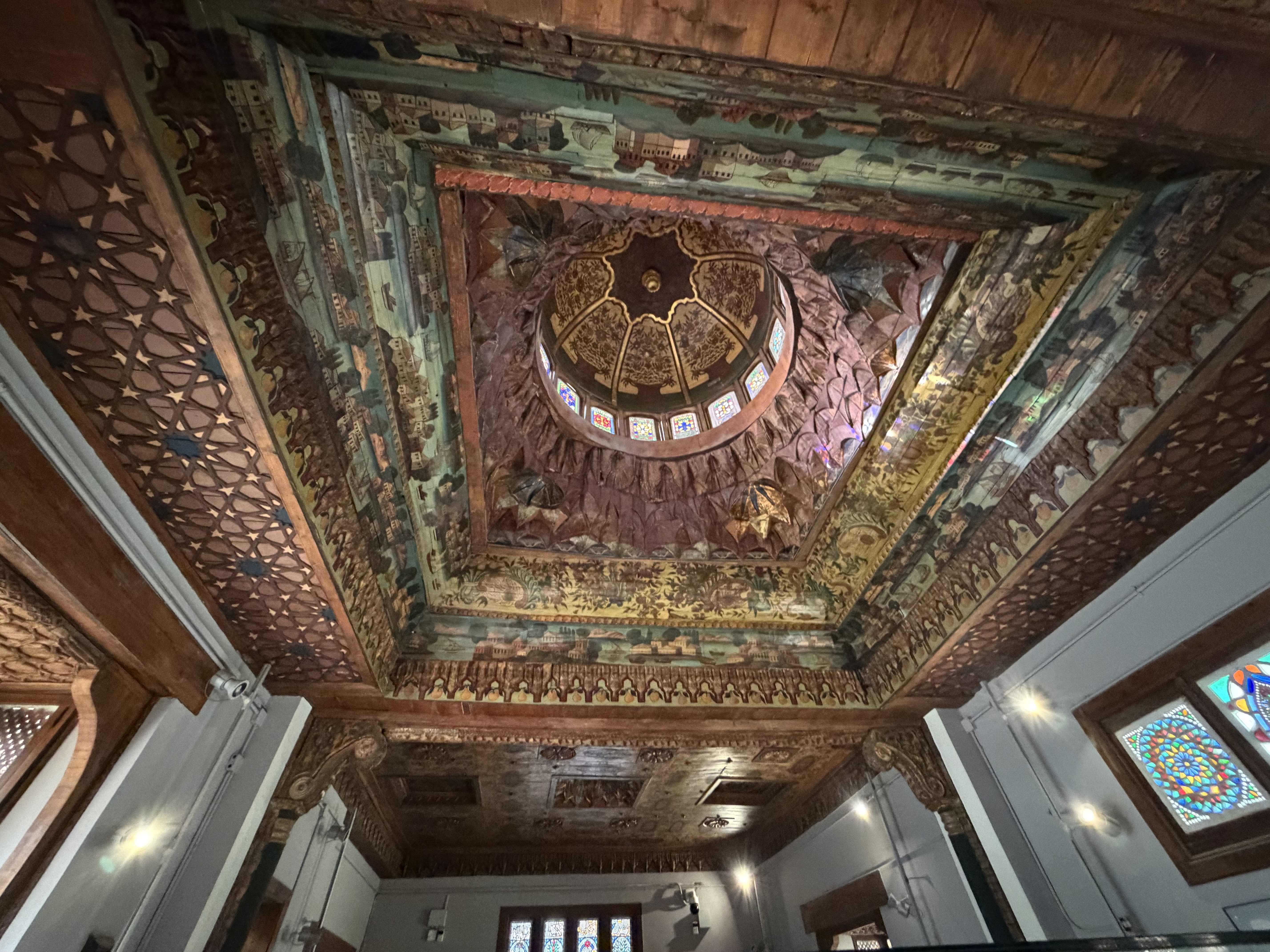 The ceiling in the Coptic Hotel was ornate and showed bucolic scenes of normal life from centuries past.