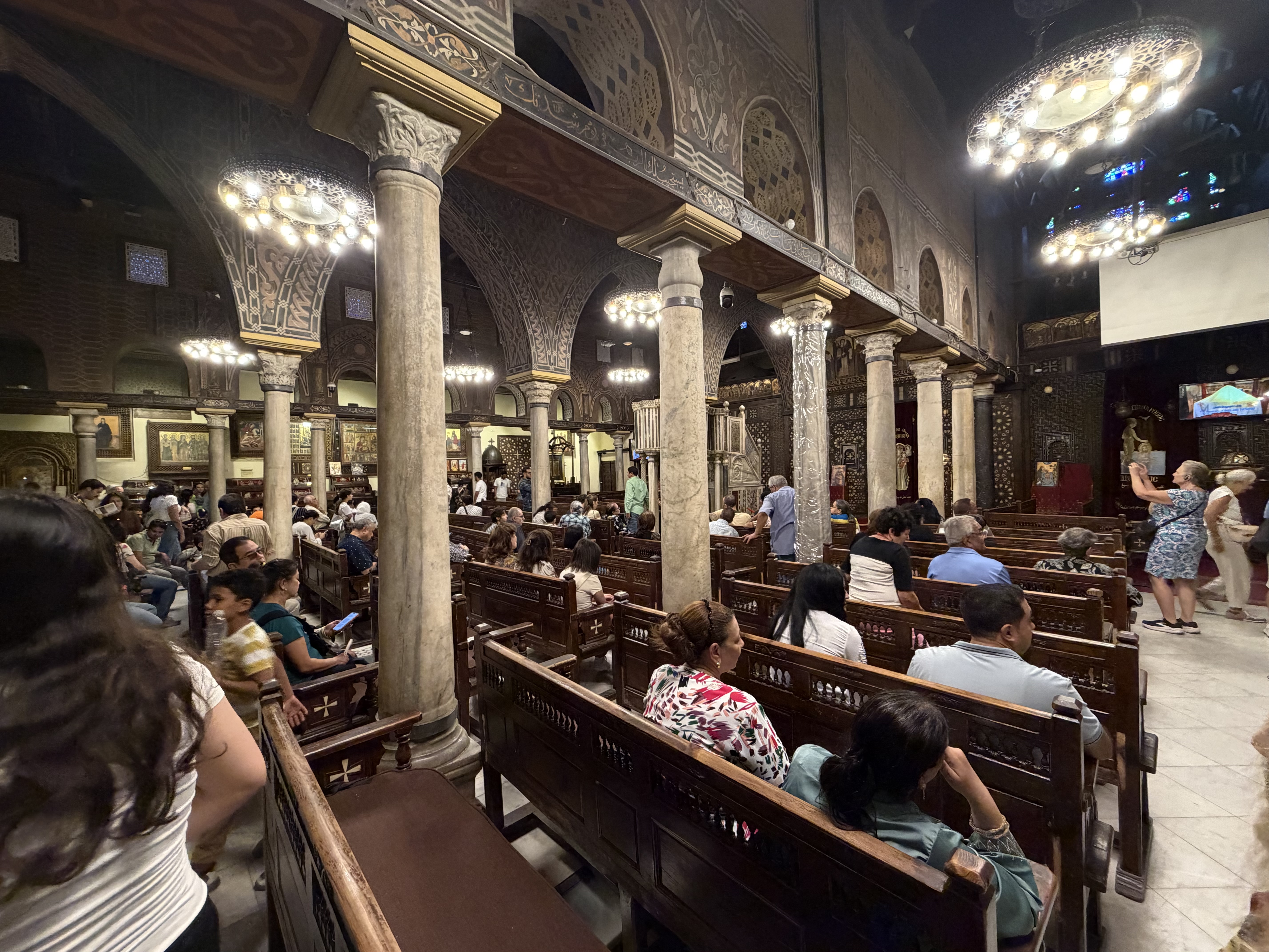 The inside of the Hanging Church was detailed and filled with religious icons.