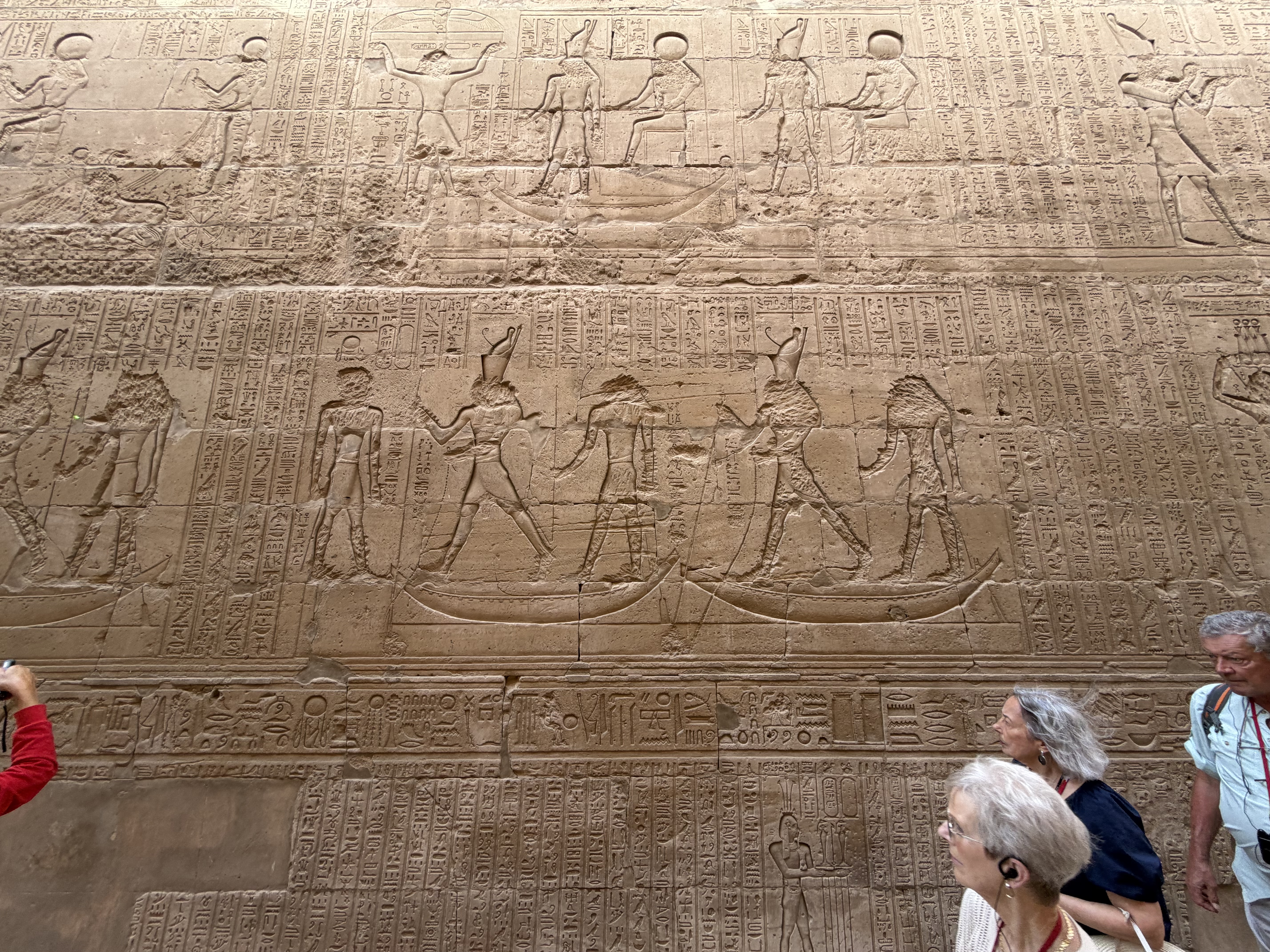 One of many panels on the temple wall illustrating a scene from the Osiris Myth. This went on for 50 meters or so from the beginning of the story to the end.