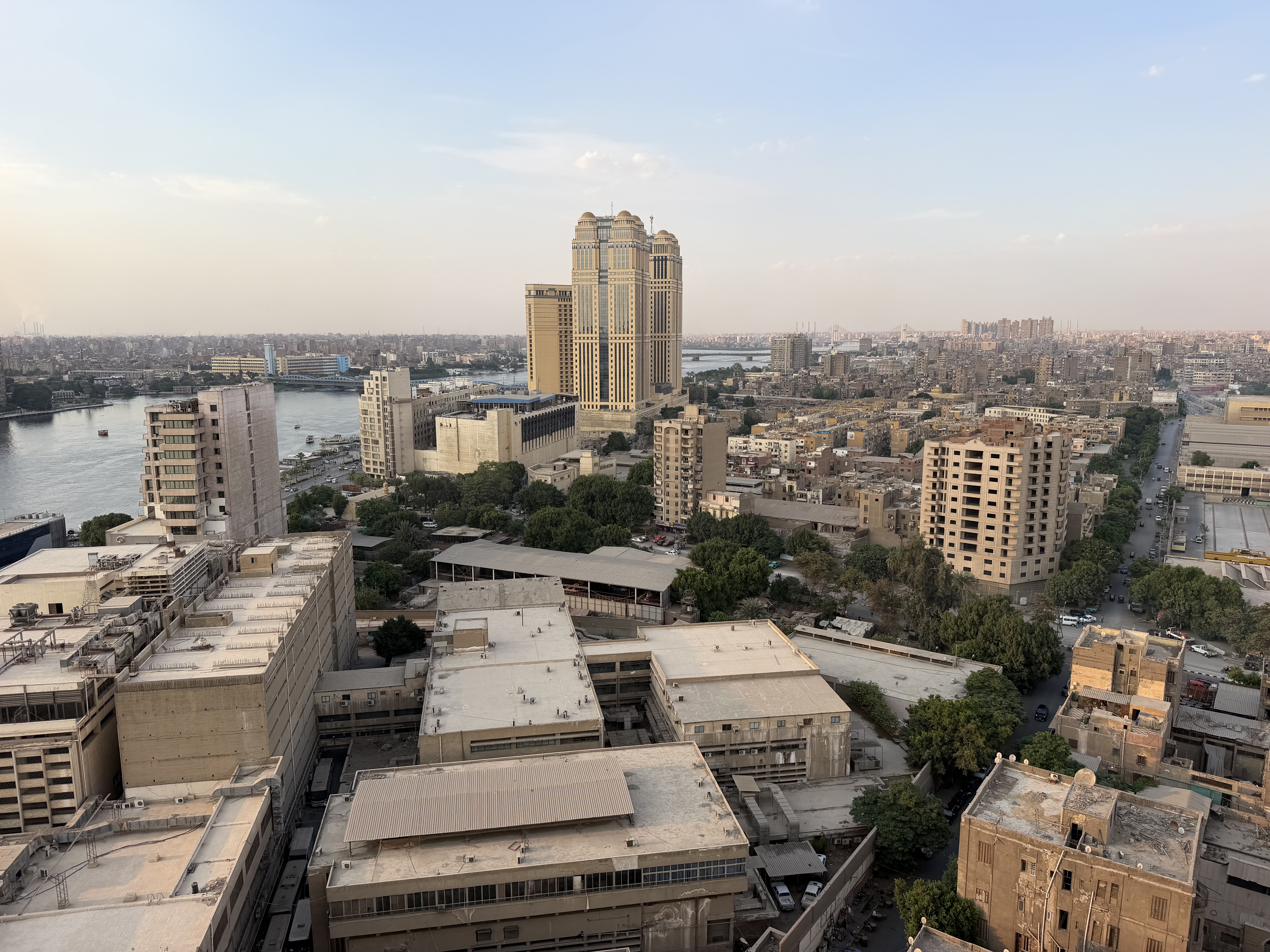 A daytime view of the Nile from our hotel room balcony